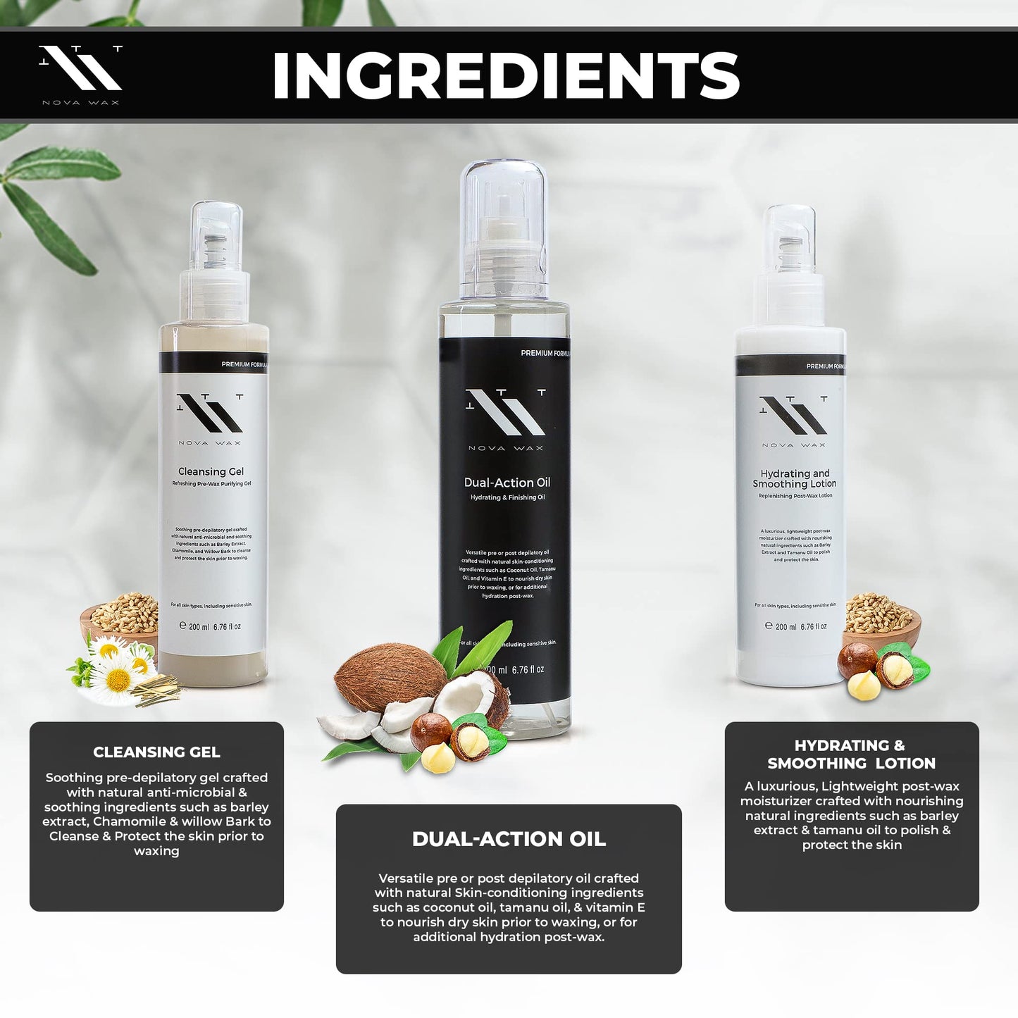 Nova Wax Pre and Post Waxing Products, Before and After Waxing Skin Care for Professional Estheticians, Waxing Kit.