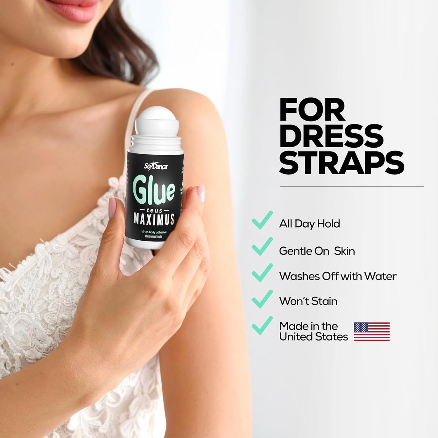 Glue-teus Maximus Roll-On Body Adhesive - Hypoallergenic, Sweat-Resistant Solution for Dancers & Costumes | Perfect for Leotards & Pageants