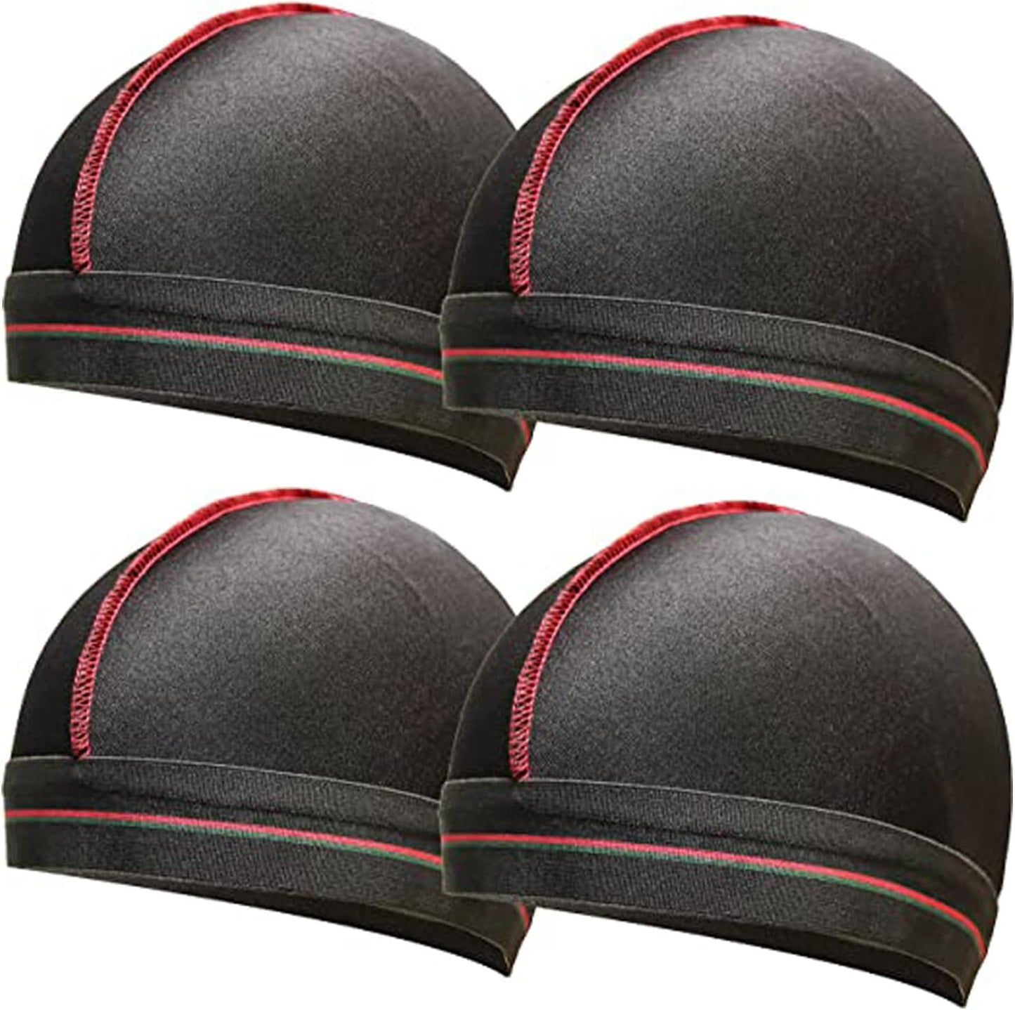 Silky Stocking Cap for Men & Women - Black Compression Wave Cap for 360 Waves | 4-Piece Set