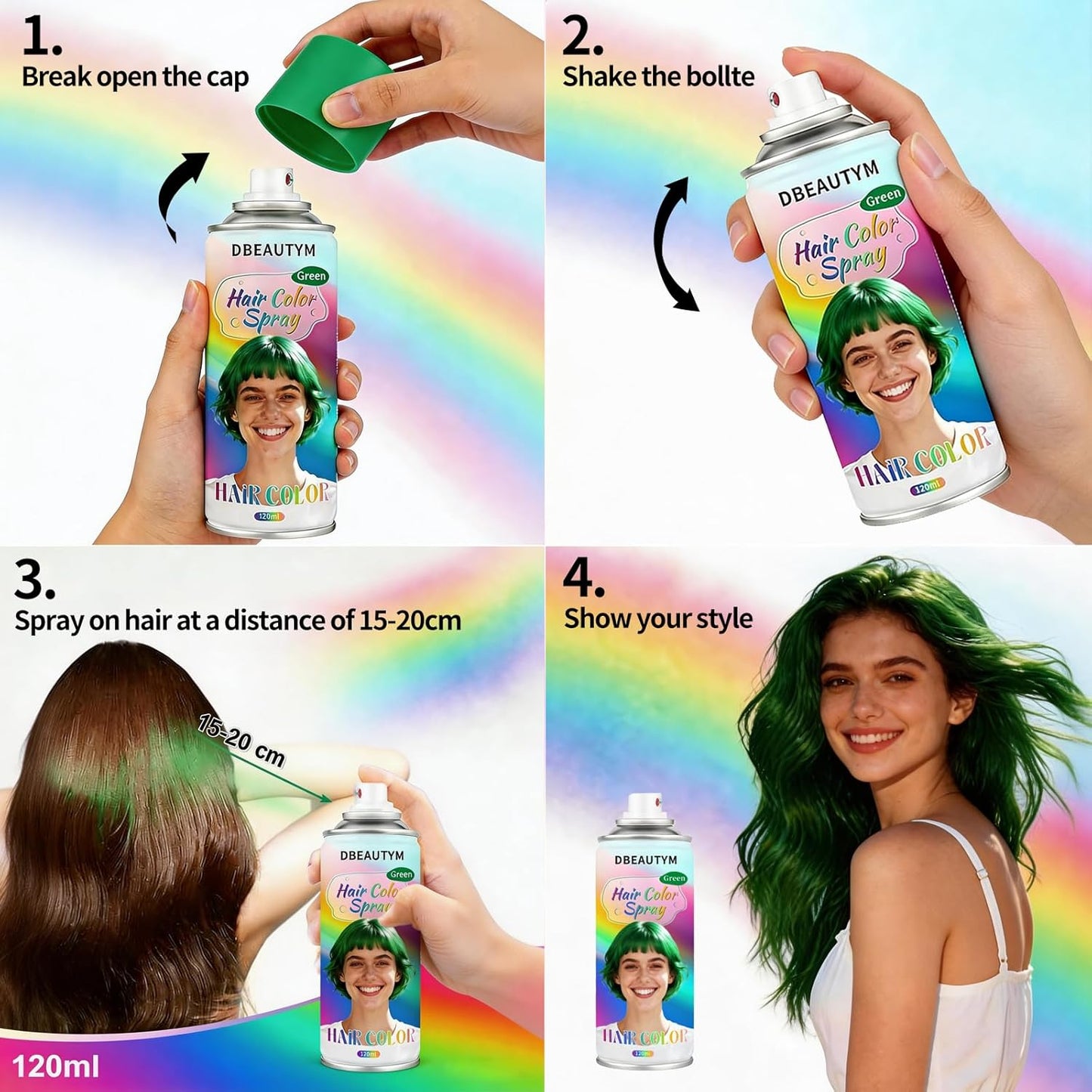 Temporary Hair Color Spray - Washable & Quick Drying for Kids, Women, Men | 4 Colors Available (Red, Blue, Purple, Green)