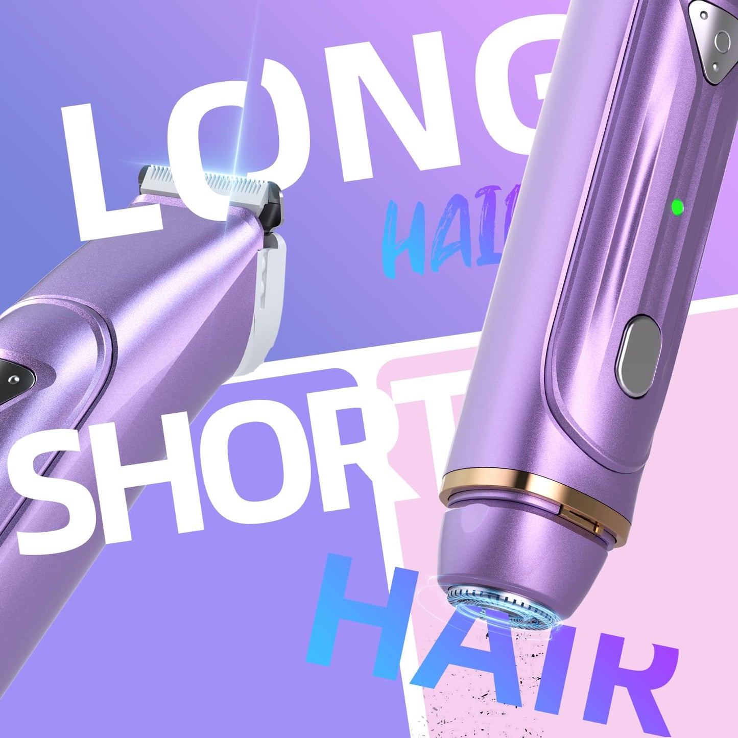 Dermave Bikini Shaver - IPX6 Dual Head Shaver Women for Pubic Hair, Face, Legs, Underarms – Rechargeabl & Portable Cordless Shaver, Self Care Gifts for Women (Purple)