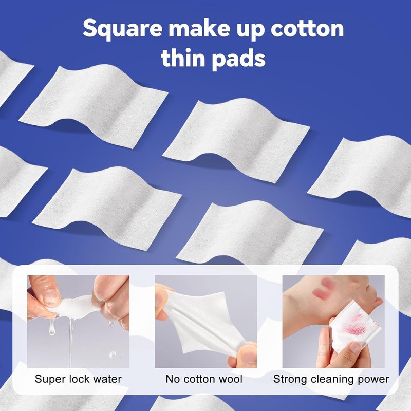 Square Cotton Pads - Lint-Free Makeup Remover for Face & Eyes | 475 Count, Double-Sided, Hypoallergenic