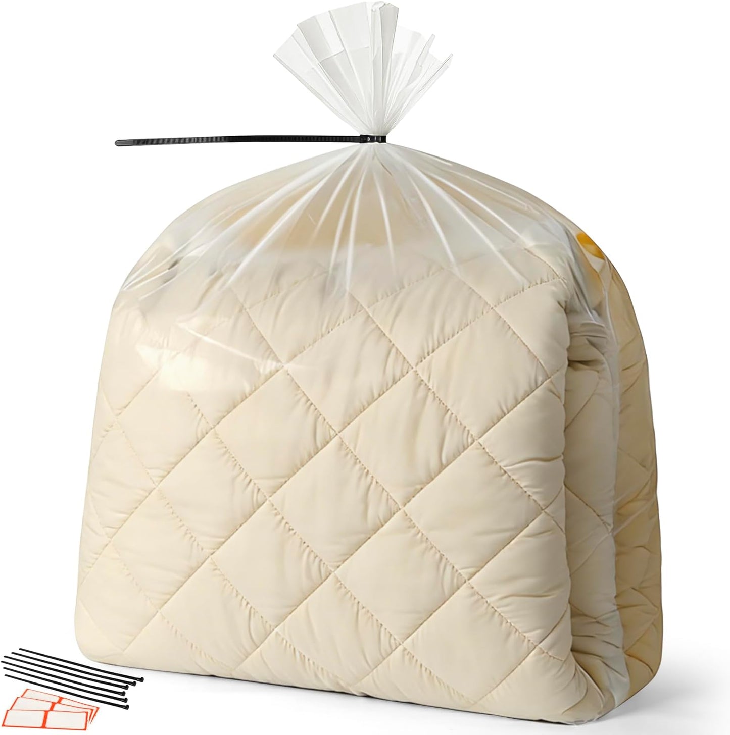 Large Clear Plastic Storage Bags - Waterproof Heavy-Duty Zip Ties | 40 x 60 Inches - Perfect for Luggage, Suitcases, Strollers & Travel Gear