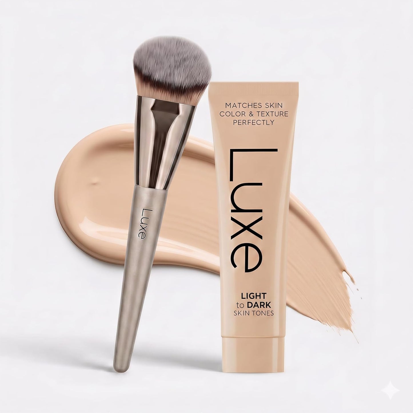 Luxe Changing Foundation for Light to Medium Skin Tone - Smooth Buildable Coverage | Essential Brush Set Included