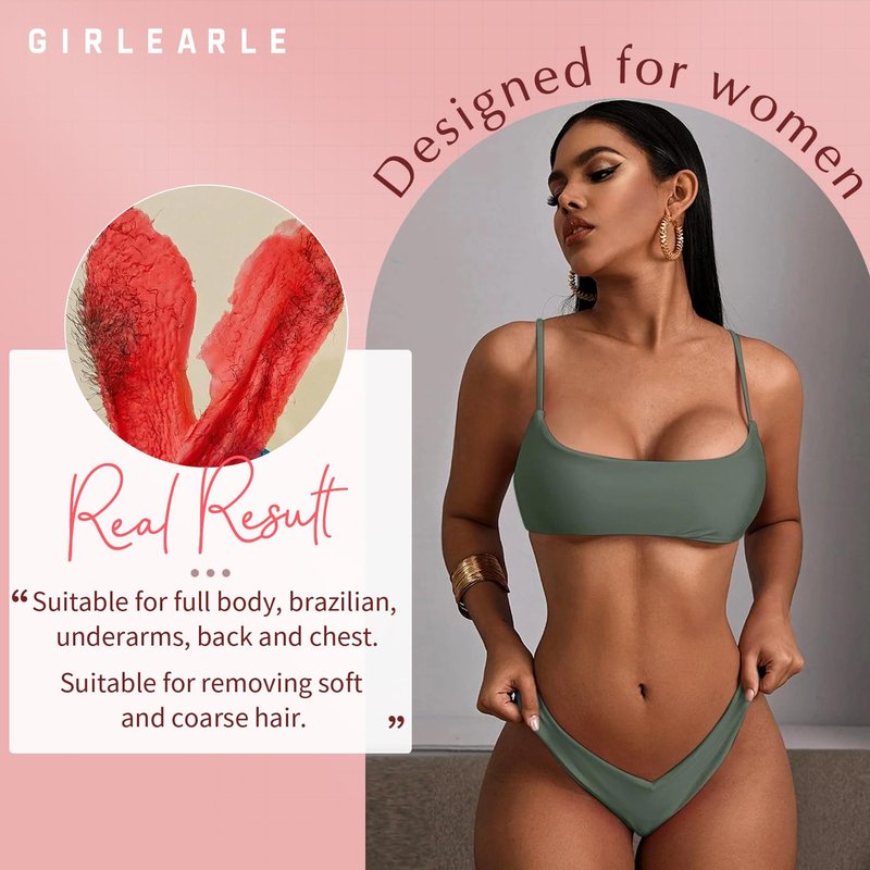 GIRLEARLE 1LB Hard Wax Beads for Hair Removal, Low Melt Hard Wax Beads with Red Rose Formula, Wax Beads for Brazilian Waxing & Sensitive Skin, Stripless Hard Wax for Bikini, Face & Body At-Home Waxing