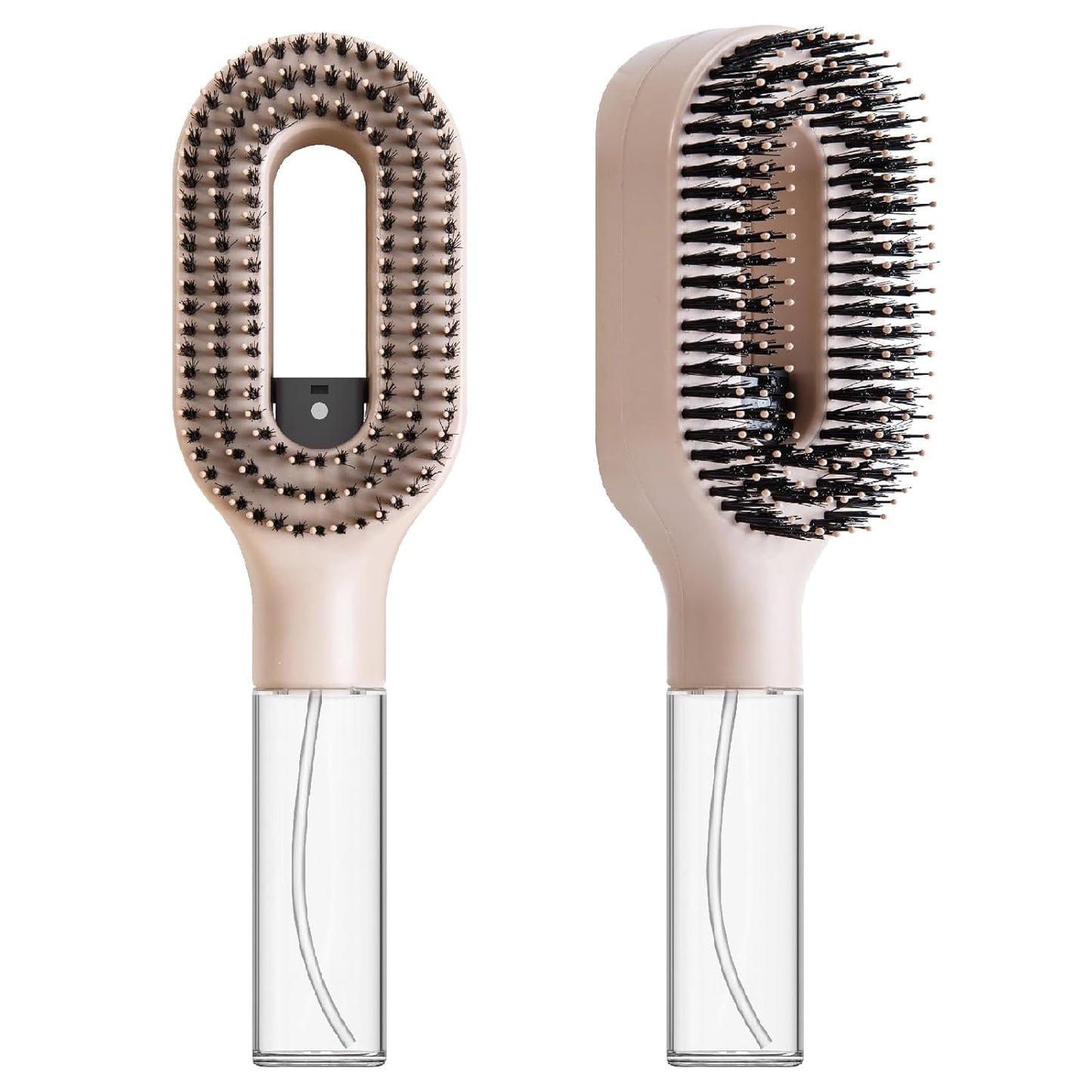 Non-Electric 2-in-1 Detangler Hair Brush with Mister Spray - Wet & Dry for Curly, Wavy & Straight Hair | 50ml Reservoir (Black)