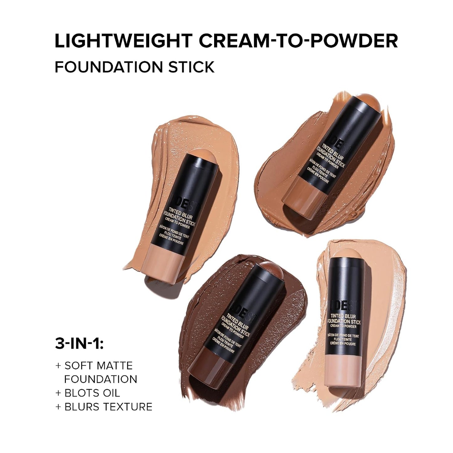Nudestix Tinted Blur Foundation Stick - Cream-to-Powder Lightweight Makeup for Pores & Blemishes | Natural-Matte Finish