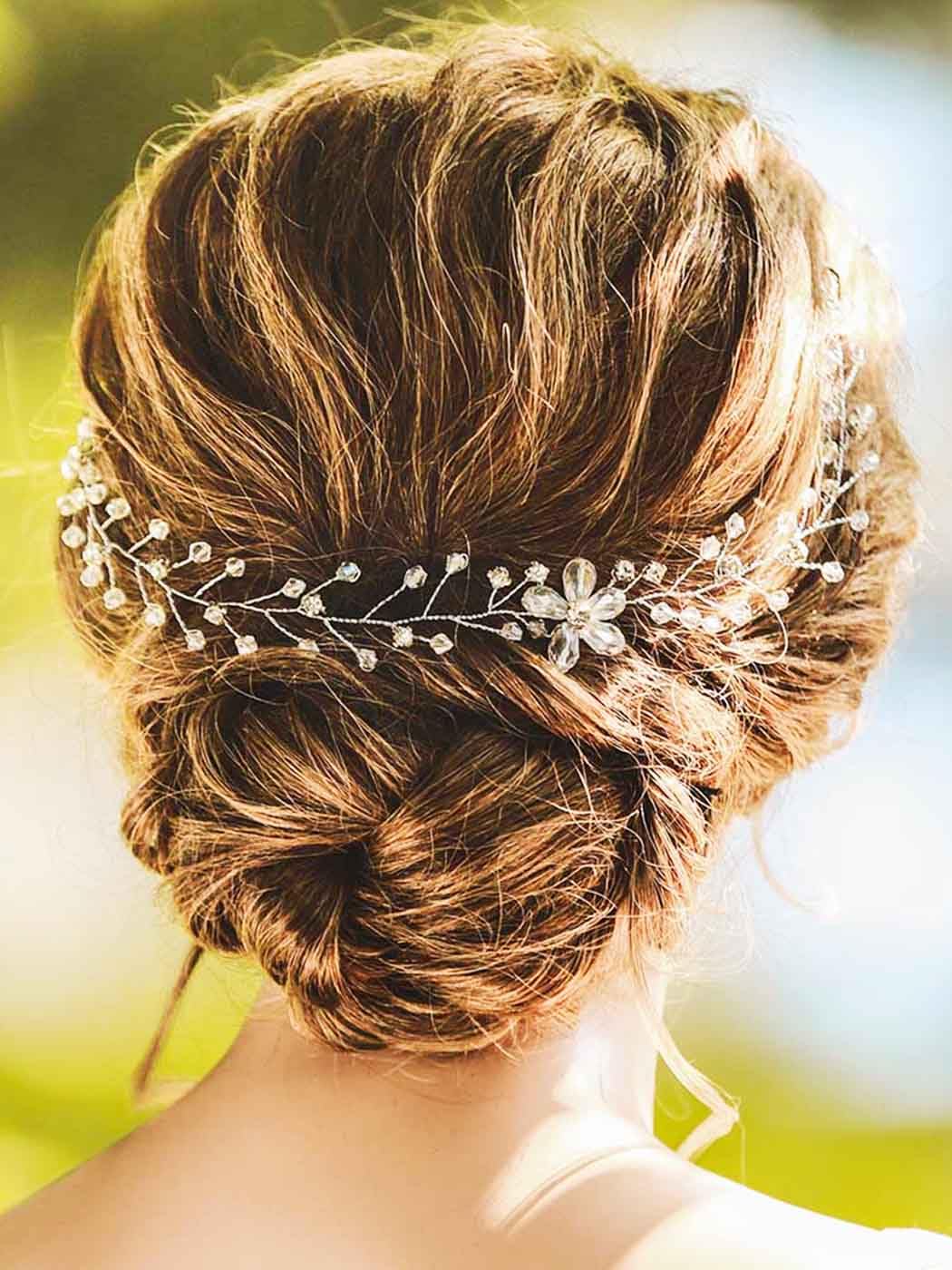 JAKAWIN Bride Wedding Hair Vine Flower Hair Piece Silver Bridal Headpiece Accessories for Women HV067