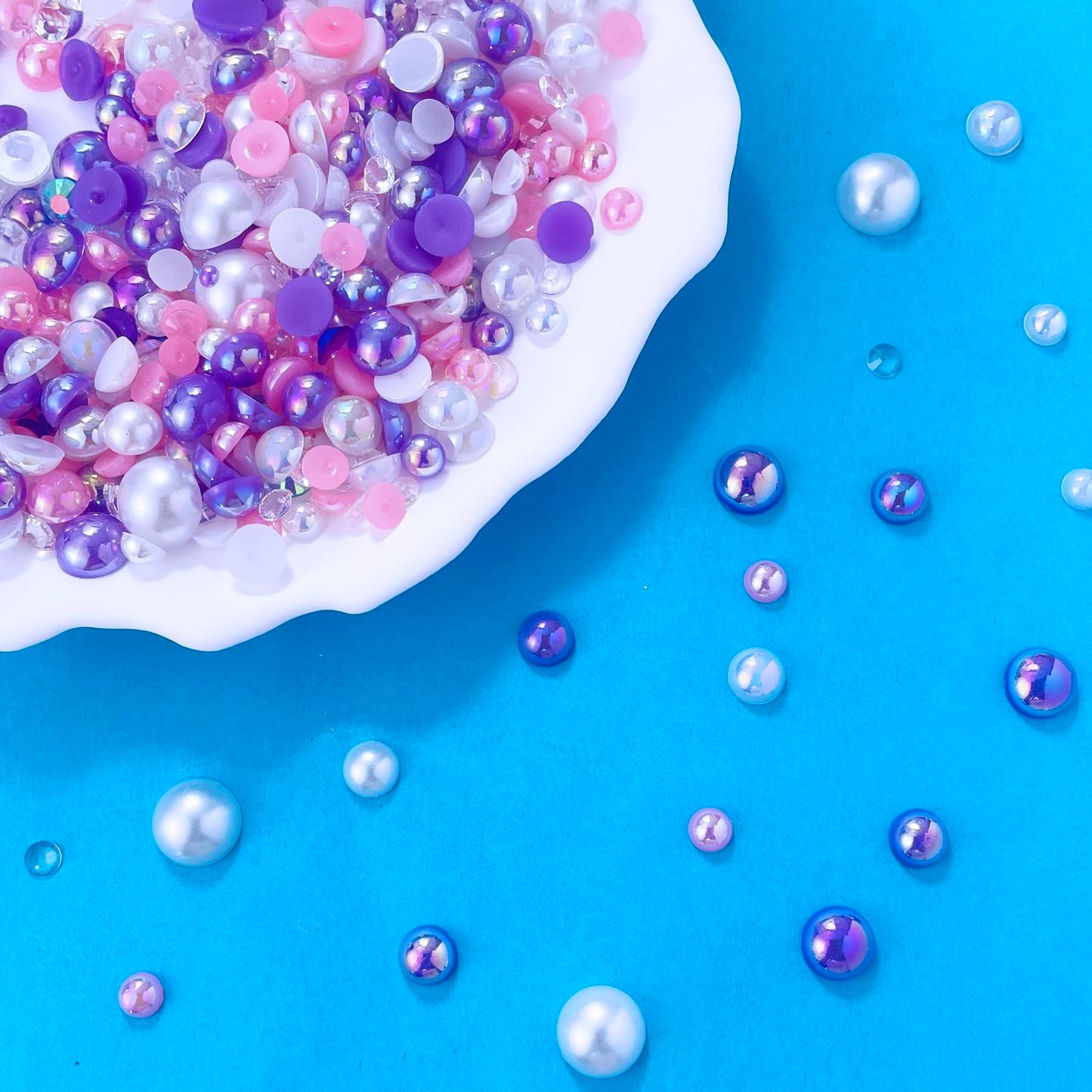 Yantuo Crystal Flatback Pearls and Rhinestones Mix – 3oz Bag, 3–10mm Pearls & 2–6mm Rhinestones, DIY Craft Embellishments for Tumblers, Nails, Resin Art, Pink Purple Color Theme