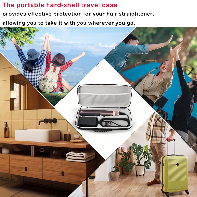 LIUIIVIRI Hard Travel Case Compatible with Dyson airstraight HT01 Hair Straightener & Power Supply, Waterproof and Shockproof Storage carrying case (Black)