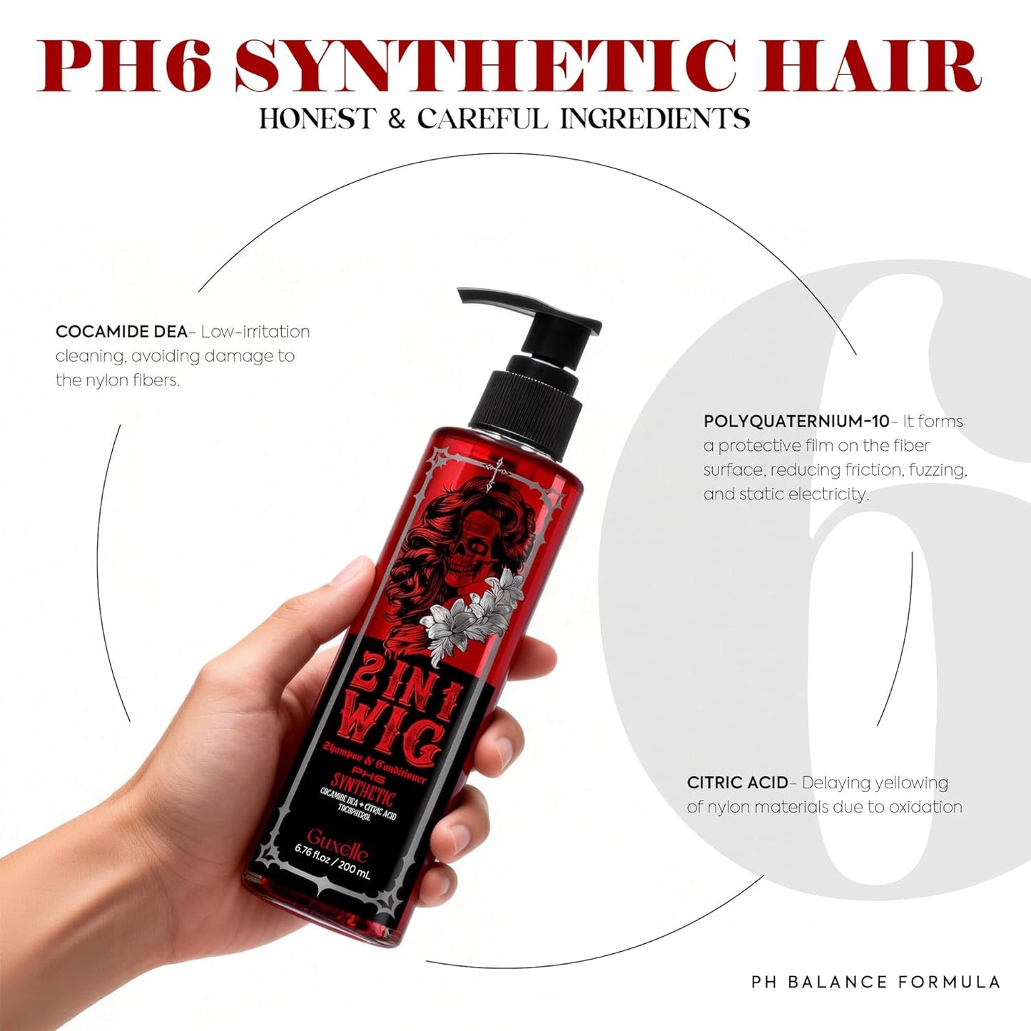2 in 1 Wig Shampoo & Conditioner - Moisturizing Care for Synthetic Wigs | 200ml/6.76fl oz