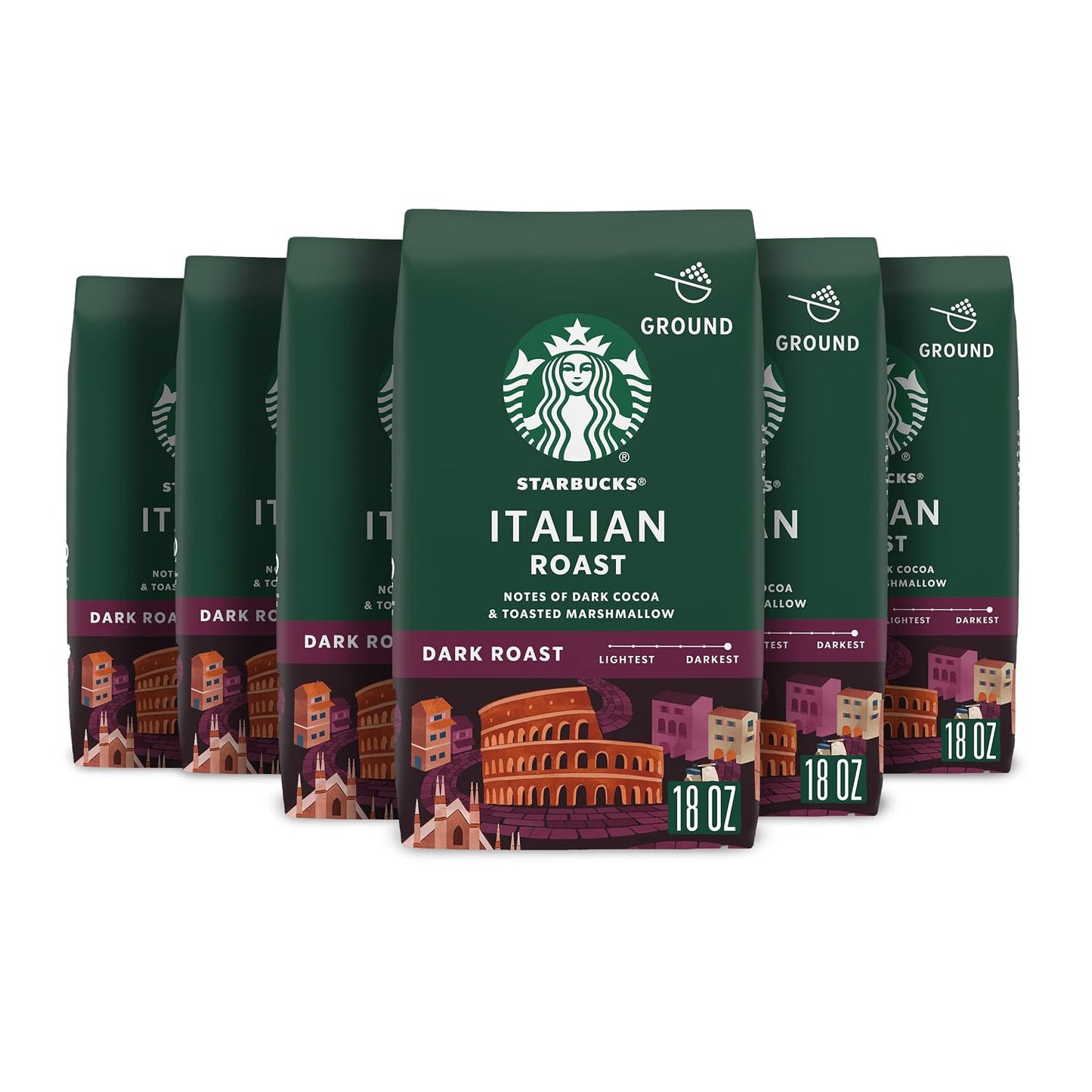 Starbucks Ground Coffee - Dark Roast Italian Blend | 100% Arabica, 18 oz Bag
