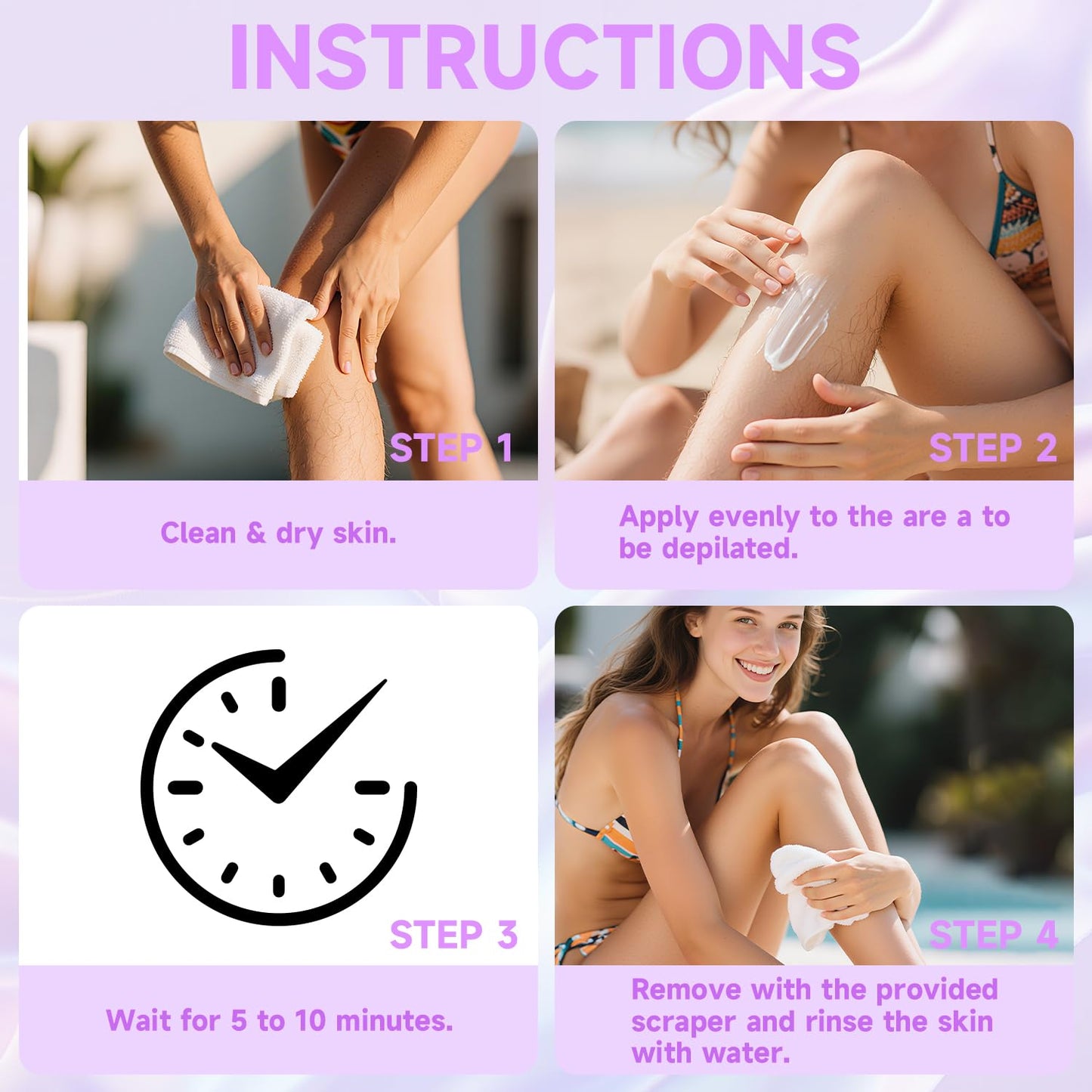 Body Hair Removal Spray - Painless Depilatory Cream for Sensitive Skin with Aloe & Hyaluronic Acid | 2-Pack