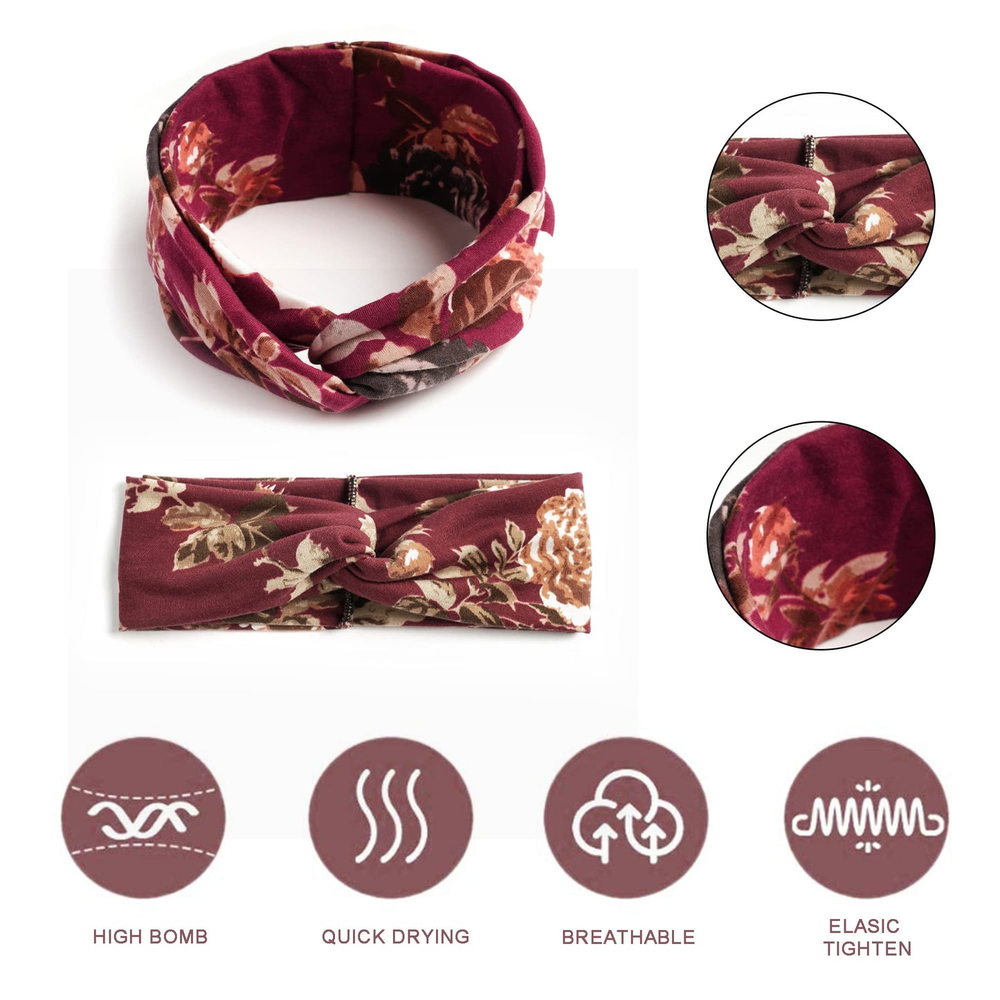STGDAK Boho Headbands For Women Fashion Criss Cross Hair Bands Stretch Turban Knot Head Bands Yoga Running Sweatband Elastic Headband Stylish Wrap Headbands Hair Accessories for Teen Girls 4 Pack