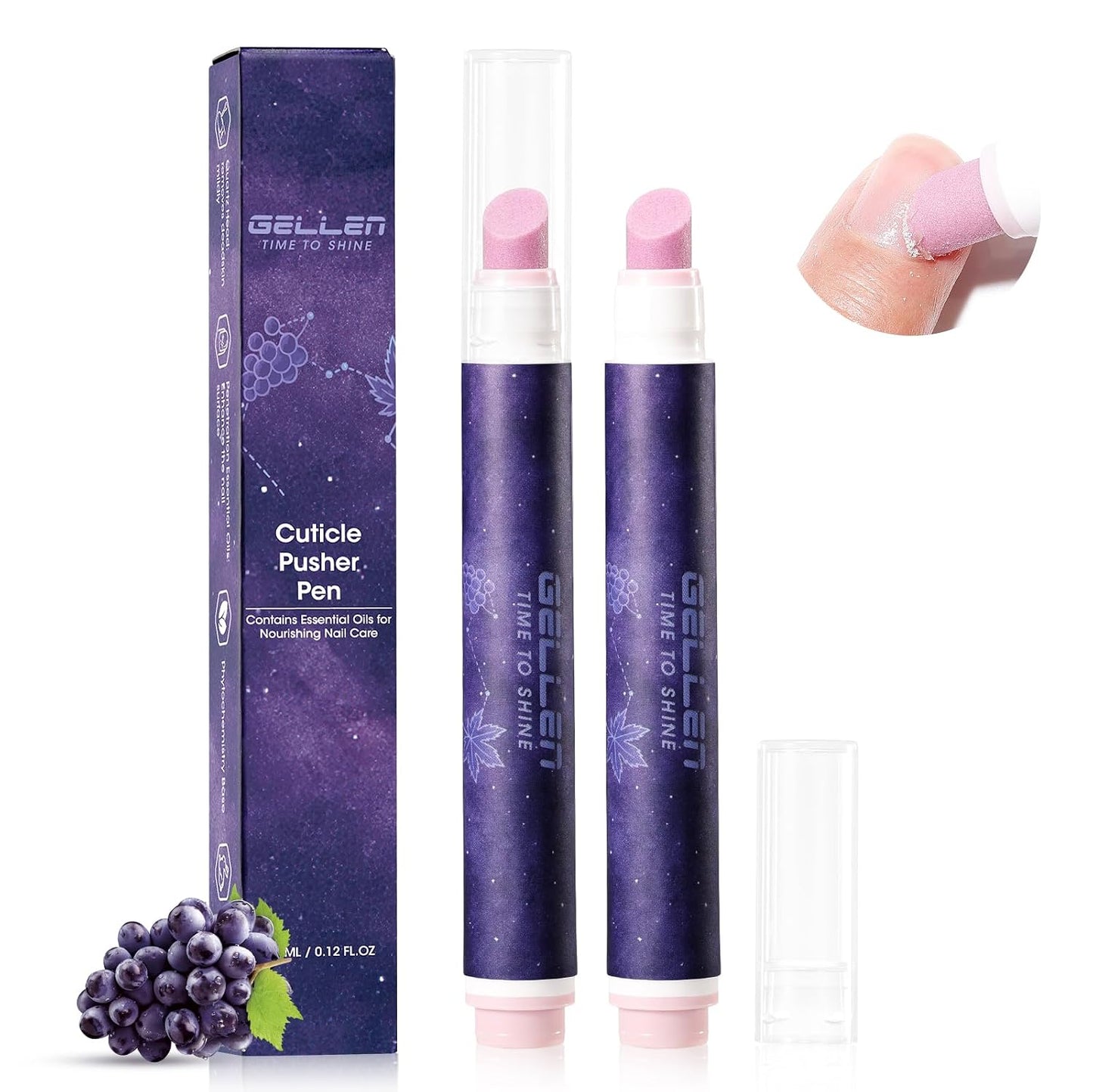 Ceramic Cuticle Oil Pusher Pen - 2Pcs Cuticle Remover & Oil for Hangnails | Nail Care Tool for Smooth Cuticles
