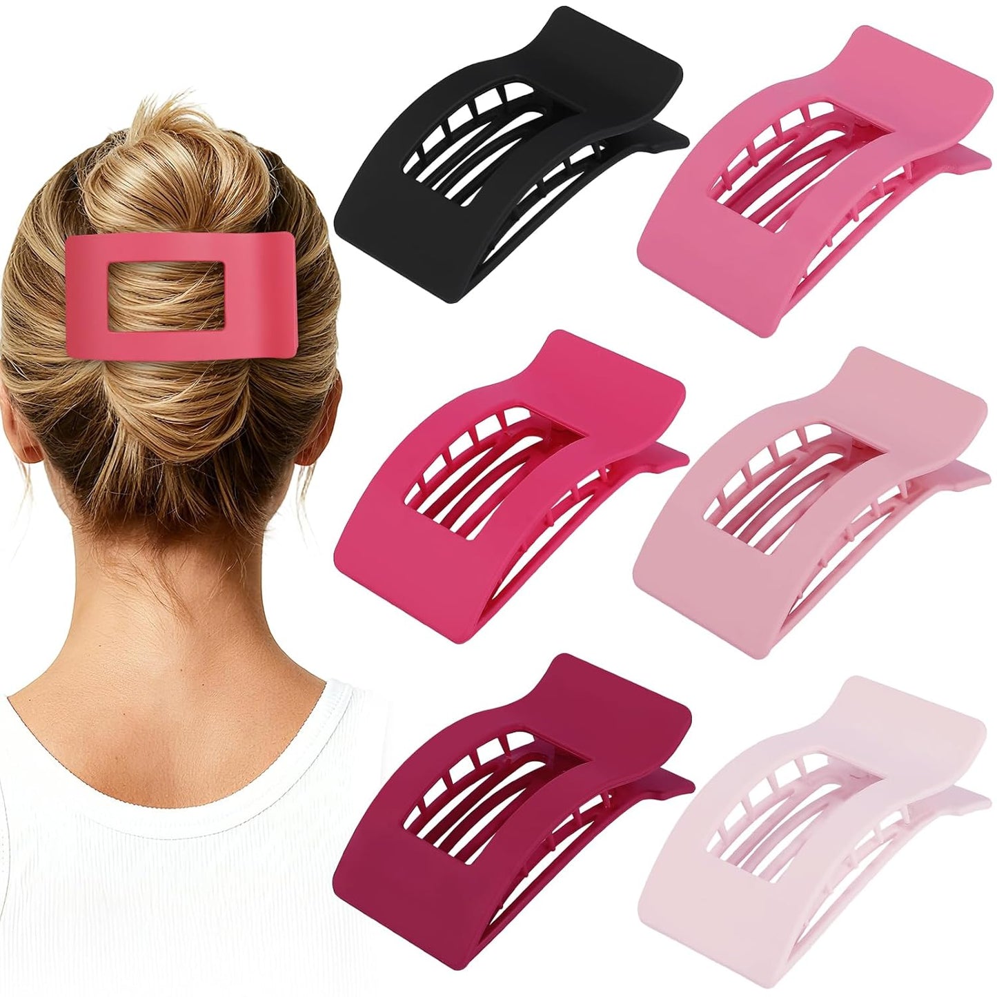 French Flat Hair Clips - 6pcs Matte Claw Clips for Thick or Thin Hair | Non-Slip Strong Hold Accessories