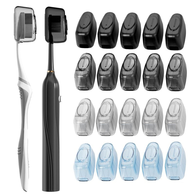 Muslish 20 Pack Toothbrush Covers, Portable Toothbrush Head Cover Caps, Toothbrush Case Protector for Home and Travel, Fits Most Manual and Electric Toothbrushes (Gray)