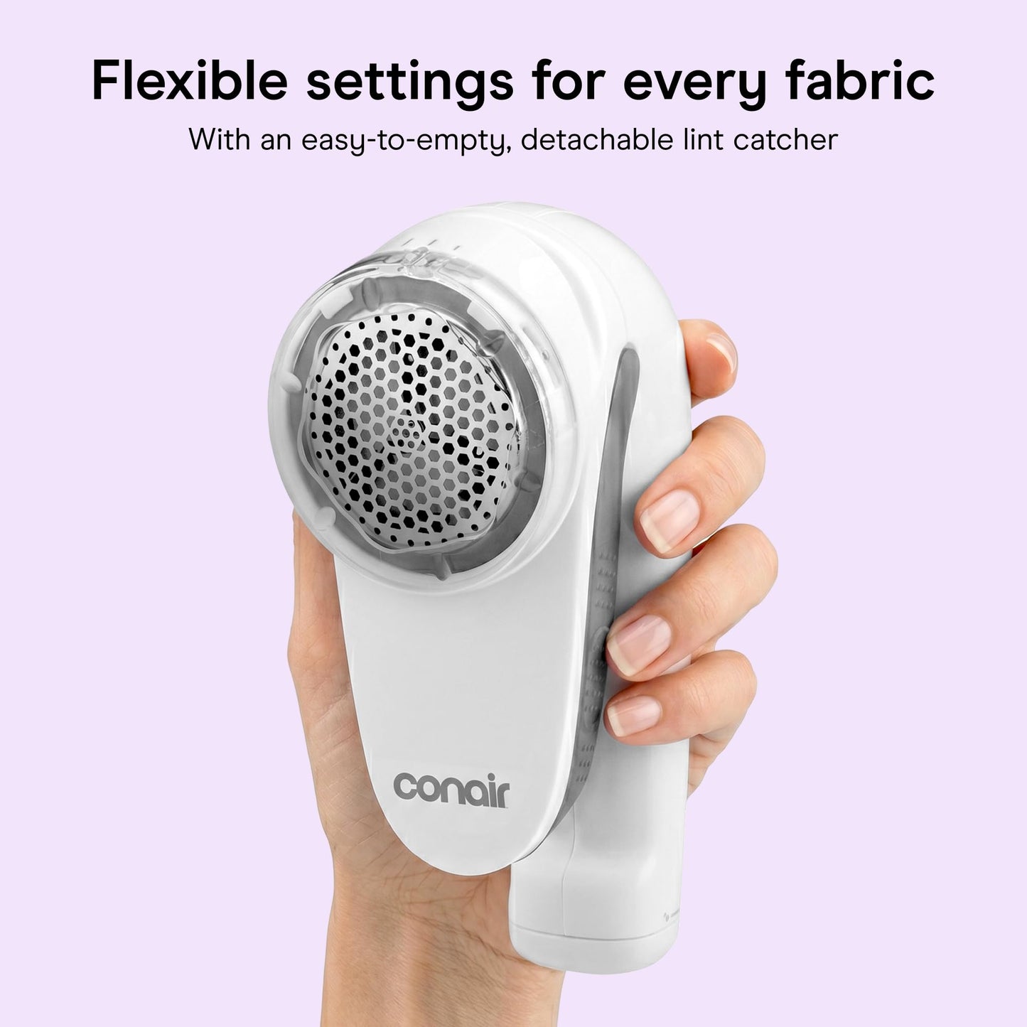 Conair Fabric Shaver and Lint Remover, Rechargeable Portable Clothes Shaver with 3 Settings, Fuzz Remover for Sweaters, Clothing, and Furniture, Large 2-Inch Shaving Head, White