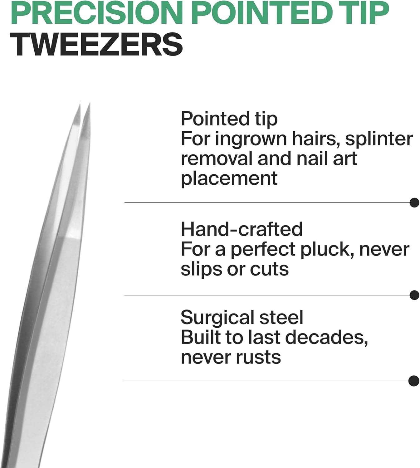 Pointed Tweezers - Premium German Quality in Leather Case | Made in Solingen, Germany