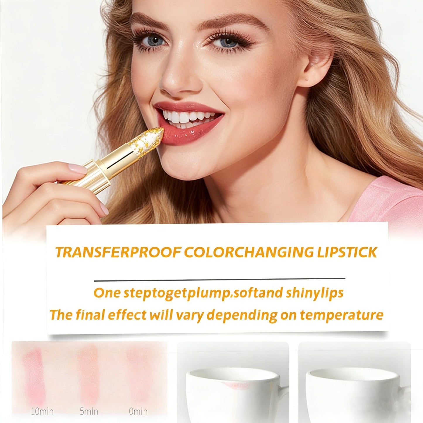 Color Changing Lipstick, Gold Crystal pH Color-Changing Lipstick–24HR Transferproof & Moisturizing Lip Gloss, Long-Lasting Glossy Finish Birthday & Mother’s Day Gifts for Women (2 Count (Pack of 2))