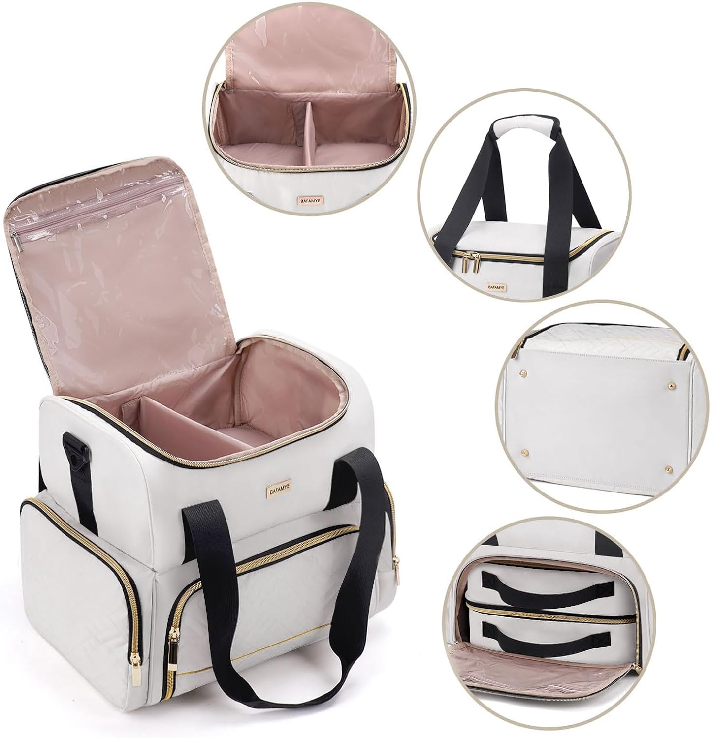 Large Makeup Cosmetic Bag - Double Layer Travel Organizer with 2 Removable Cases | Stylish Toiletry Bag for Women