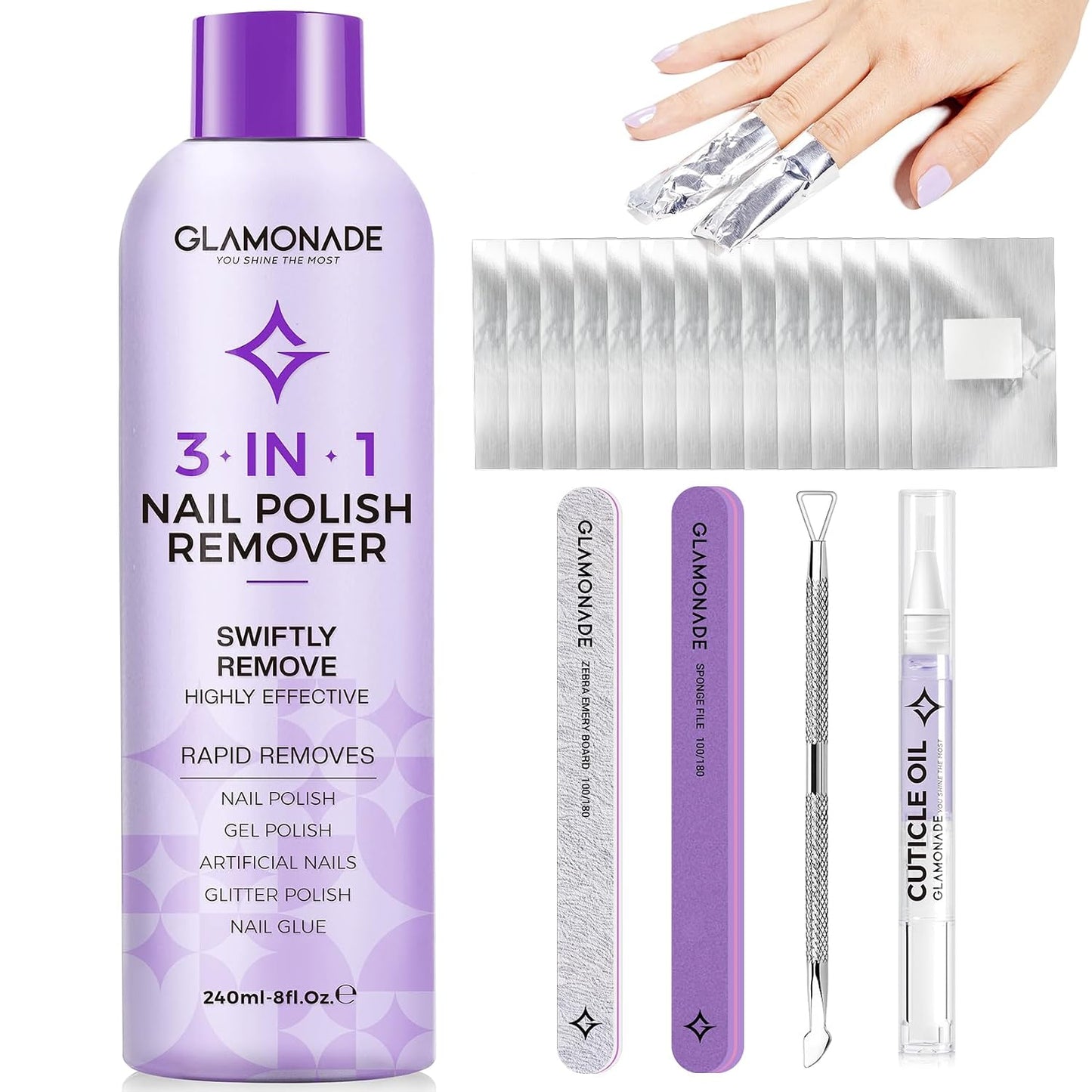 Acetone Nail Polish Remover - Professional Soak-Off Gel Formula with Aloe Vera | 8 Fl. Oz.