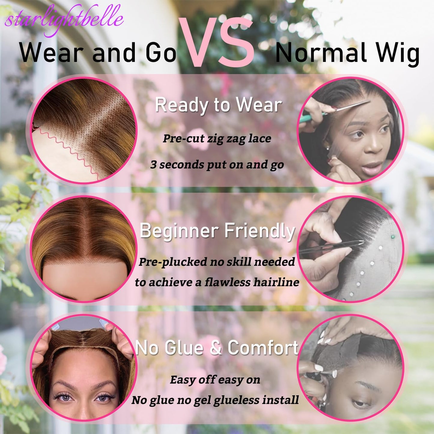 StarlightBelle 30 Inch Wear and Go Glueless Wigs Body Wave Lace Front Wig For Women Pre Cut Highlight Ombre 1B/30 Blended Hair Lace Wigs 220% Density