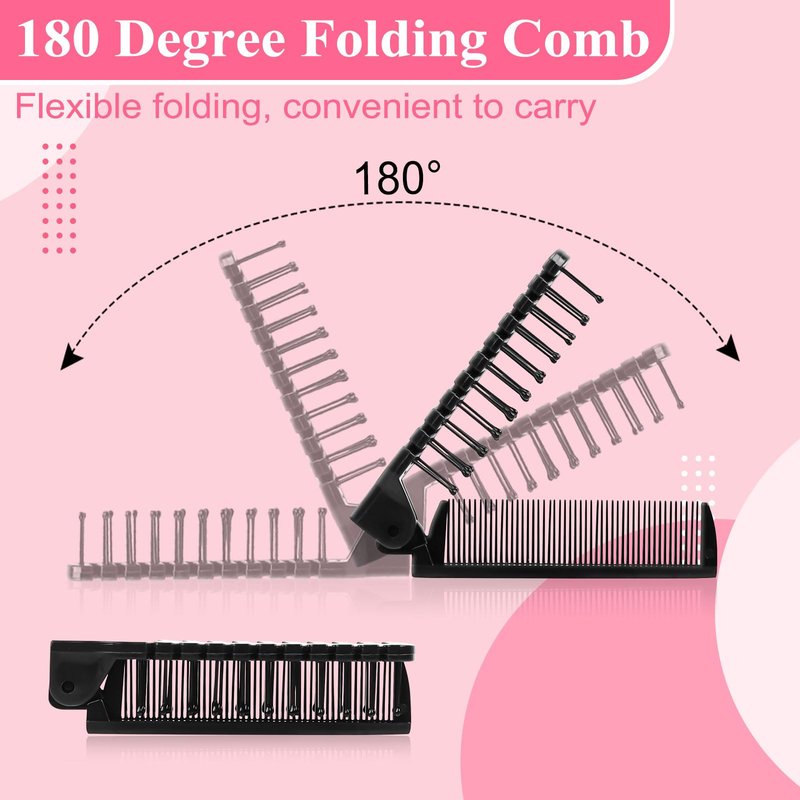 Foldable Hair Combs In Bulk, Individually Wrapped Multicolour Folding Comb, Women Men Pocket Size Double Headed Mini Hair Brush Styling Tool for Travel Hotel Homeless Shelter Charity Church(120 Pack)
