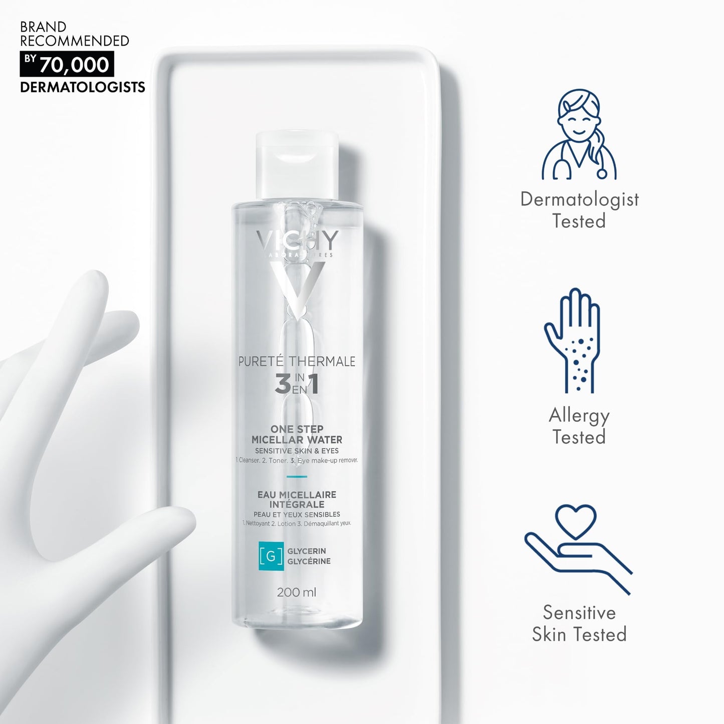 VICHY Pureté Thermale Micellar Water Eye Makeup Remover & Toner 6.76oz