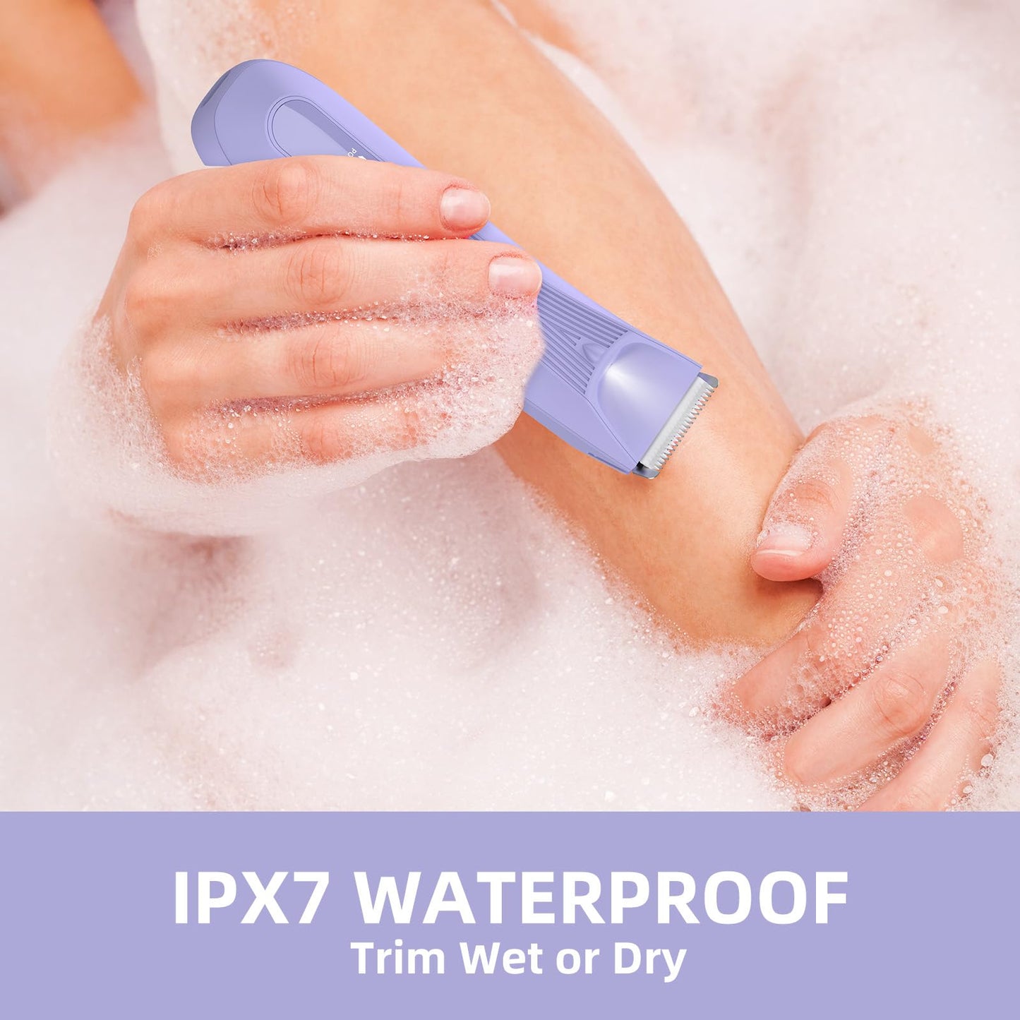 INVJOY Bikini Trimmer for Women: Painless Electric Full-Body Shaver for Pubic & Legs Hair Removal with Hypoallergenic Ceramic Blade & Light – Waterproof