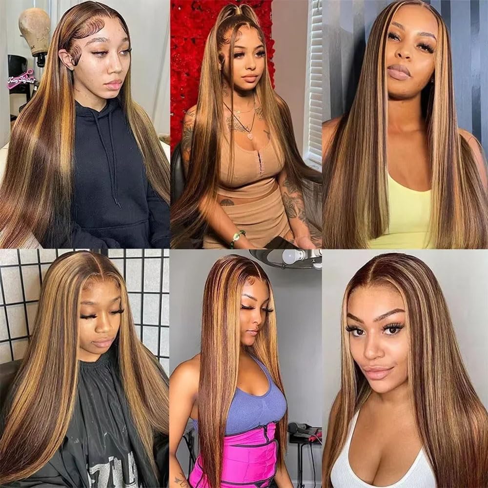 Honey Blonde Straight Bundles P4/27 Straight Bundle 22 24 26 Inch Brazilian Virgin Hair 3 Bundles Color 27 Hair Extensions