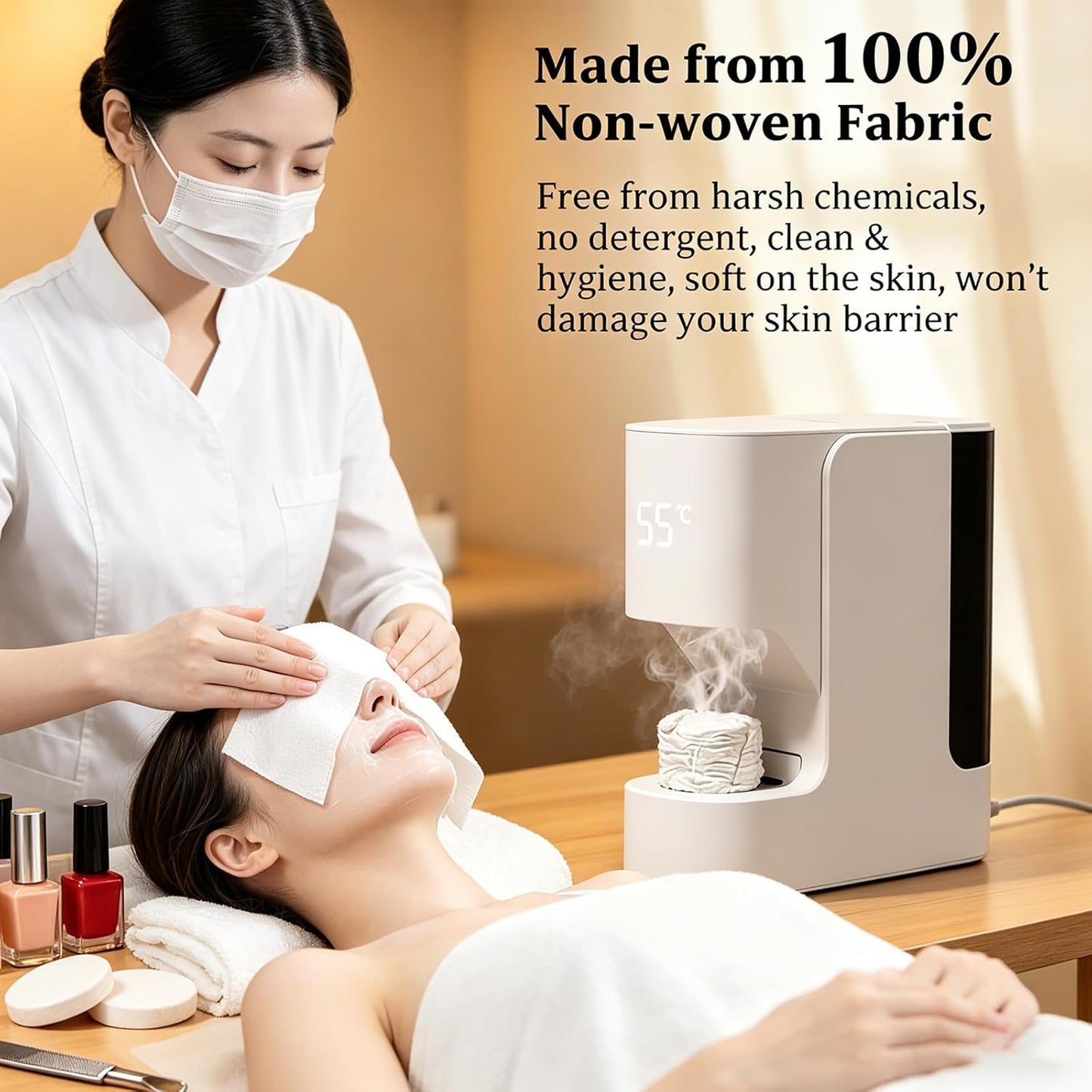 Automatic Towel Warmer - Hot Face Towel Heater with 55°C Constant Temperature | Includes 20 Compressed Towels
