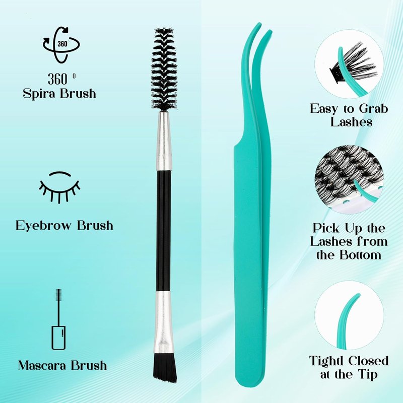 Eyelash Extension Kit - Thick Curl Fluffy Clusters with Bond, Seal & Tweezers | 80 Pieces, 10-18mm