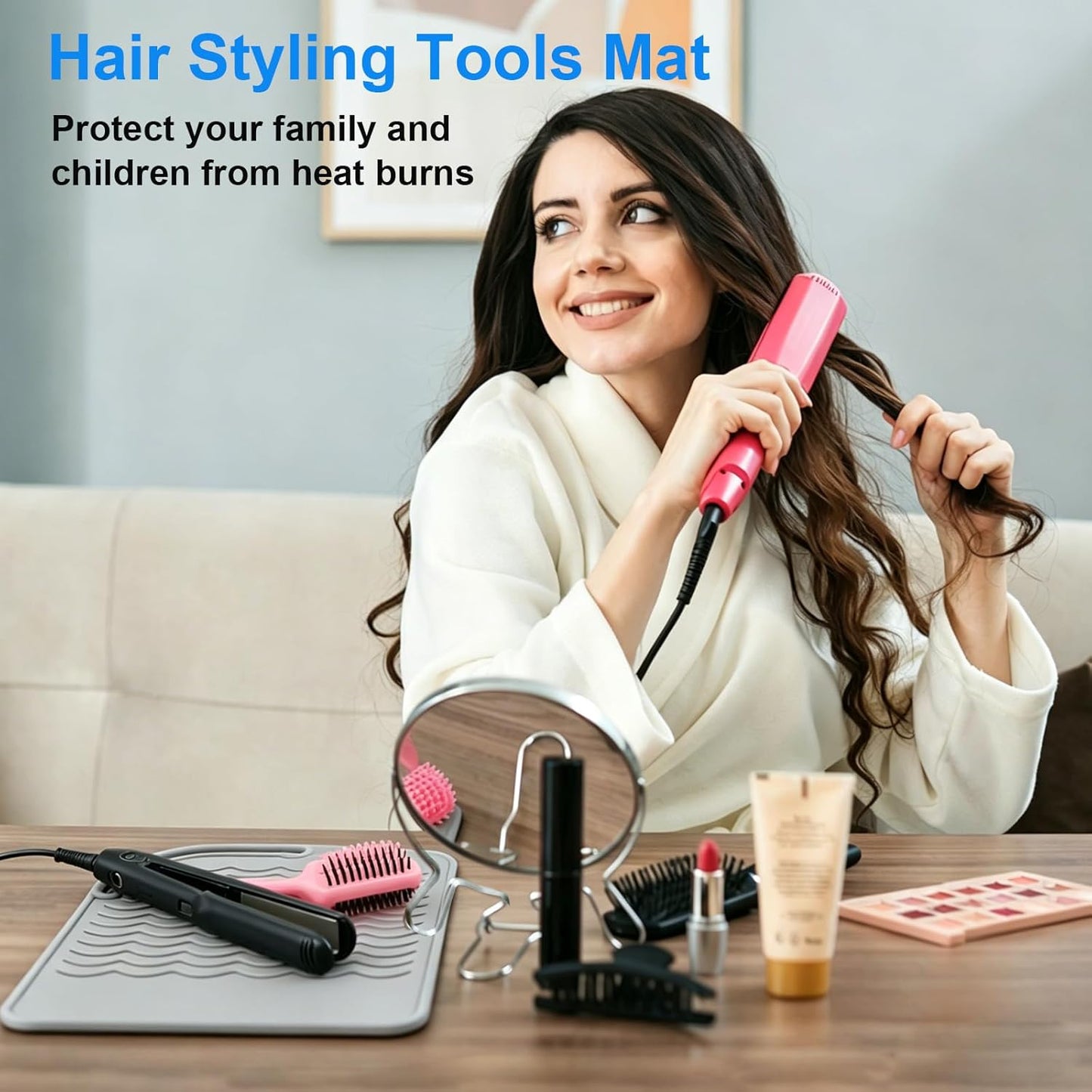 Silicone Heat Resistant Mat - Portable Travel Pad for Curling Irons & Hair Tools | 2 Pack