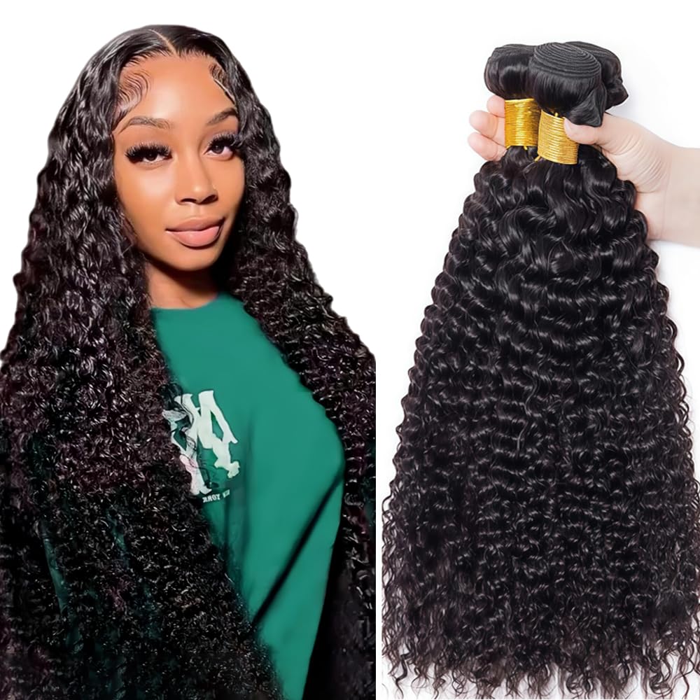 Water Wave Human Hair Bundles Water Wave Bundles Human Hair Color #1B Bundles Unprocessed Virgin Wet and Wavy Bundle 150g 16 18 20 Inch