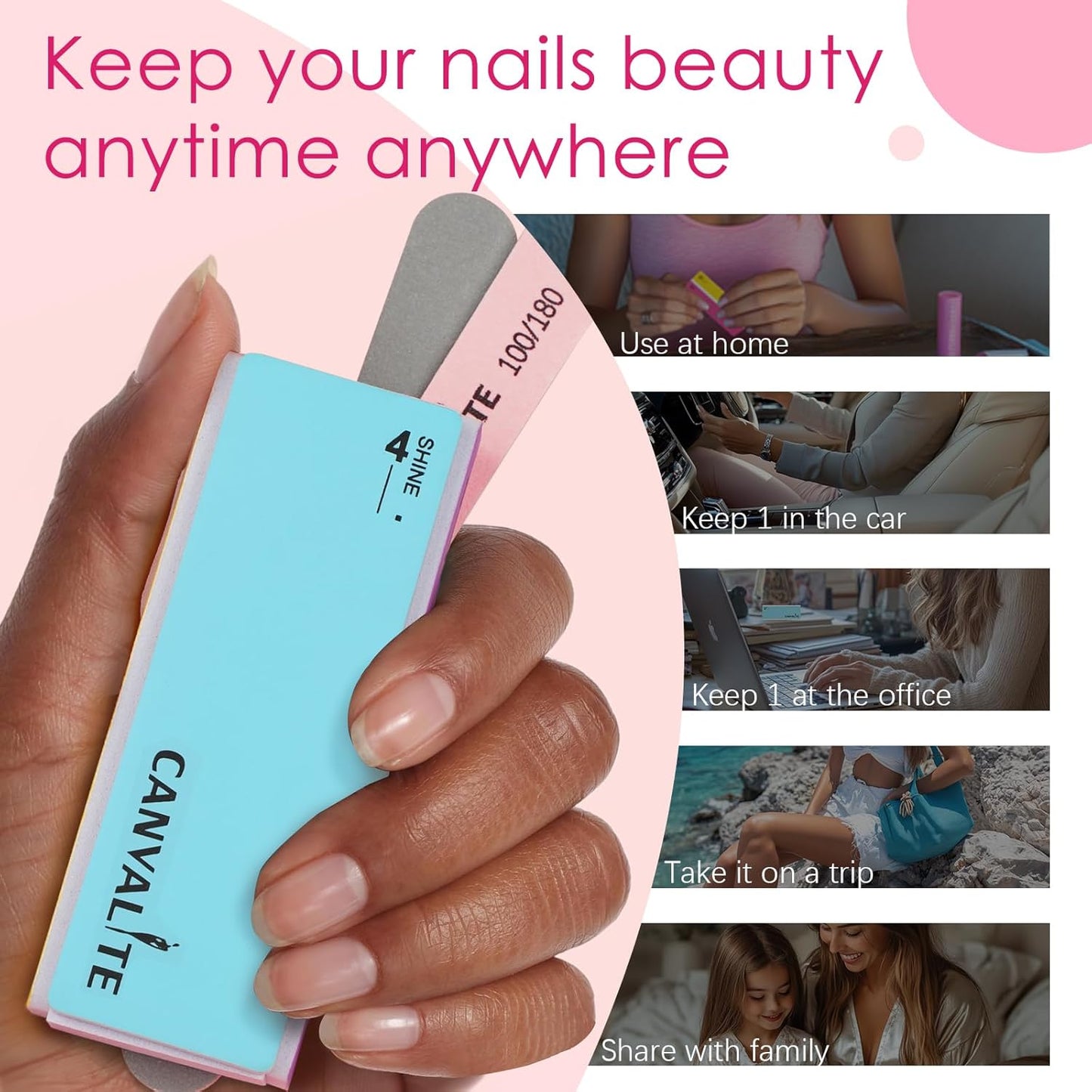 Nail Files and Buffers - Multi-Functional 14pcs Manicure Kit | 100/180 Grit Emery Boards for Natural Nail Care