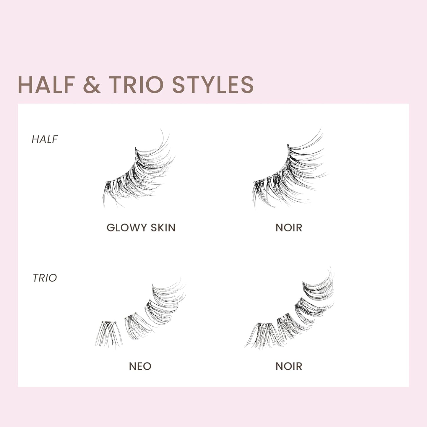 False Eyelashes - Easy To Apply Reusable Lashes | Cruelty-Free Natural Volume Trio Clusters (12mm-16mm) - Style ‘Noir’