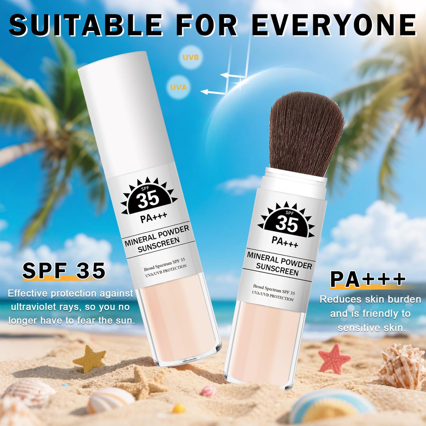 Mineral Sunscreen Powder SPF 35 Face Setting Powder Makeup - Translucent