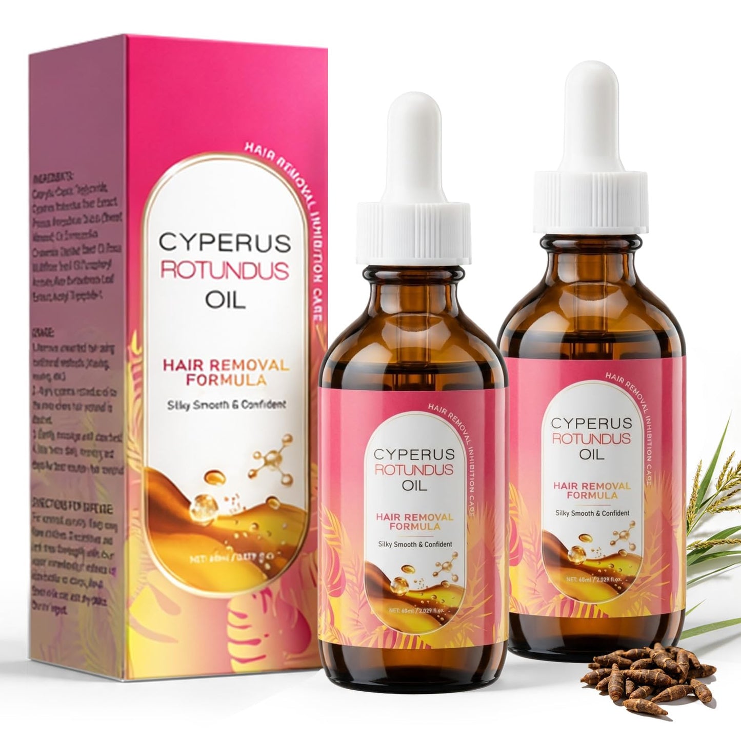Cyperus Rotundus Oil - Natural Hair Removal Oil for Slow Growth | 60ml, Soothes Skin & Minimizes Pores