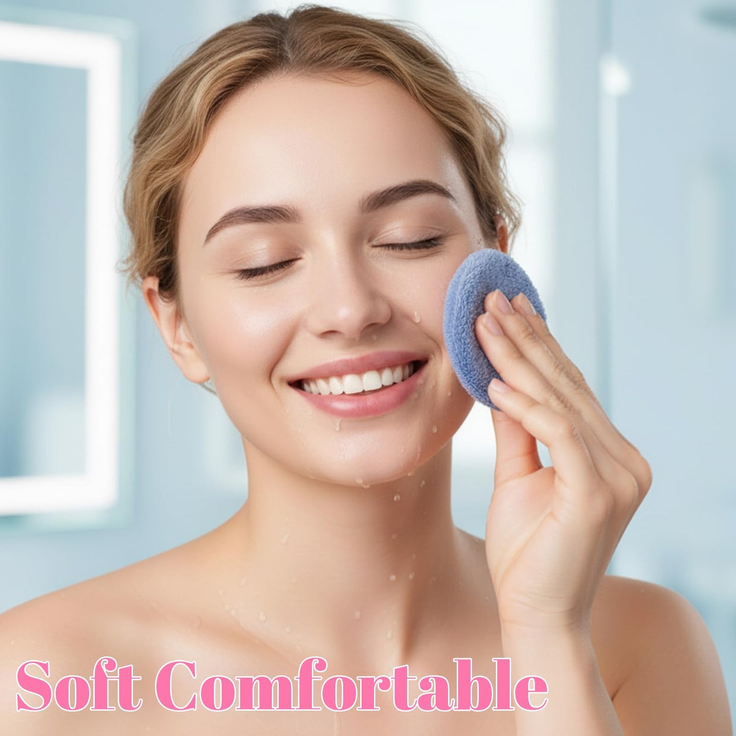 HJZHII 8 Pcs Reusable Makeup Remover Pads, Soft Coral Fleece Round Cotton Pad Washable Face Pads with Mesh Storage Bag for Women Eye Shadow Facial Skincare