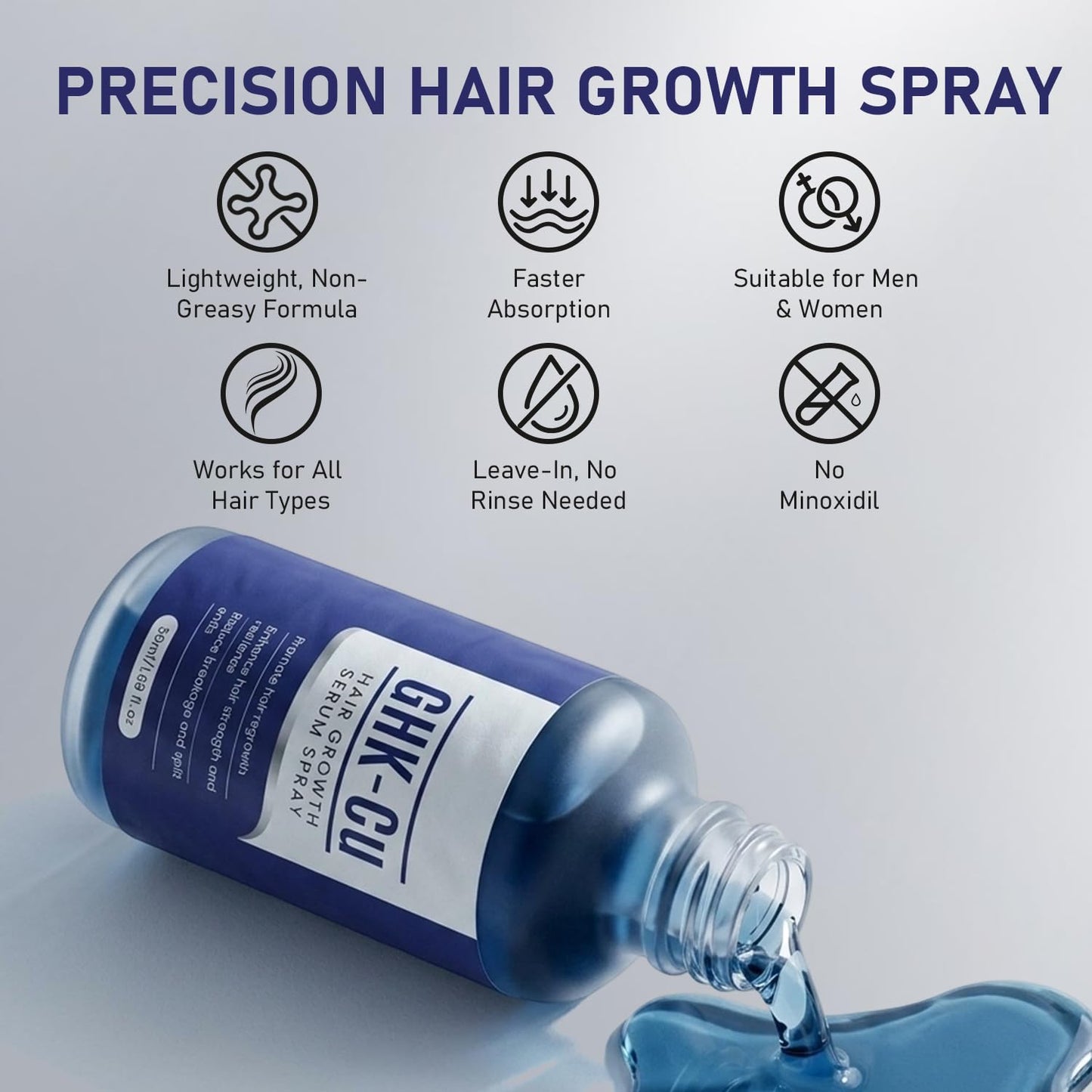 GHK-Cu Copper Peptide Hair Growth Spray for Fuller Thicker-Looking Hair