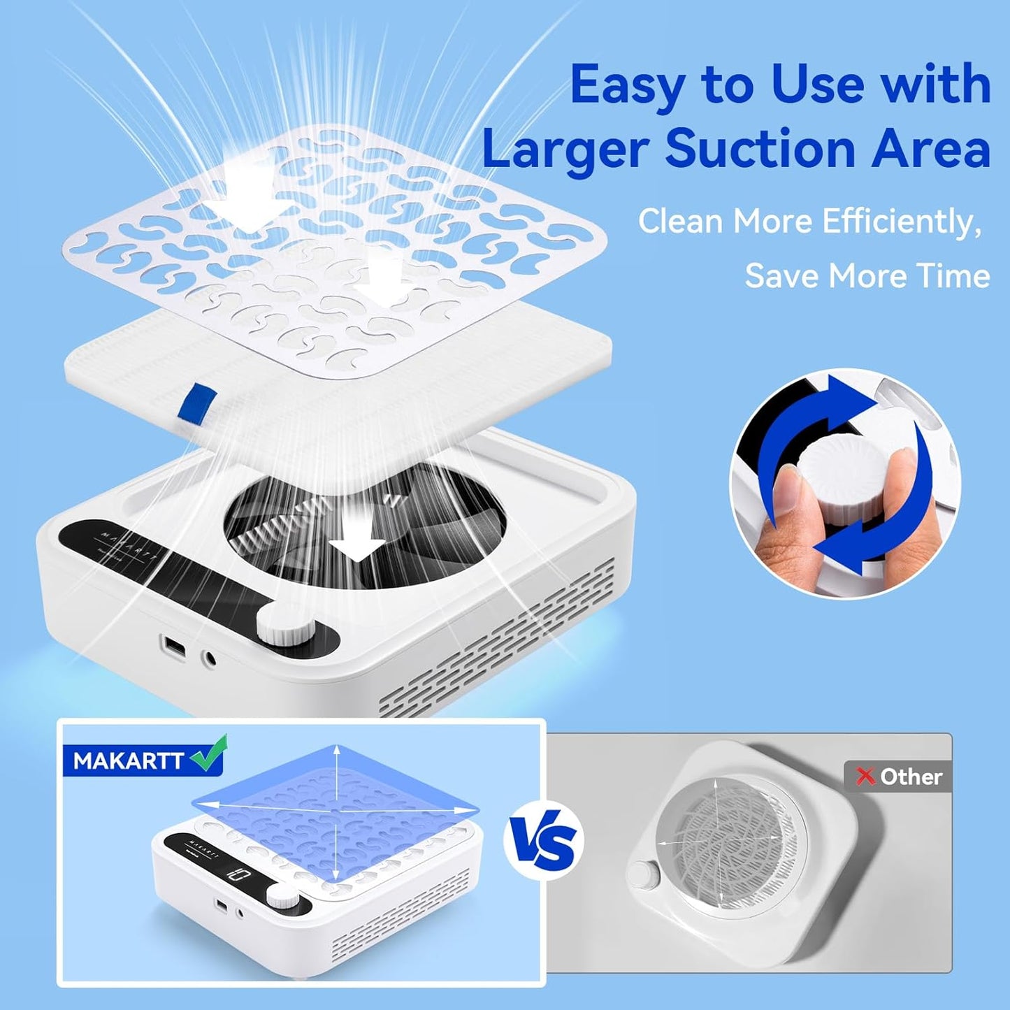 Makartt Nail Dust Collector - Professional Suction System with LED Display | Adjustable Speed & Reusable Filter for Nail Salons