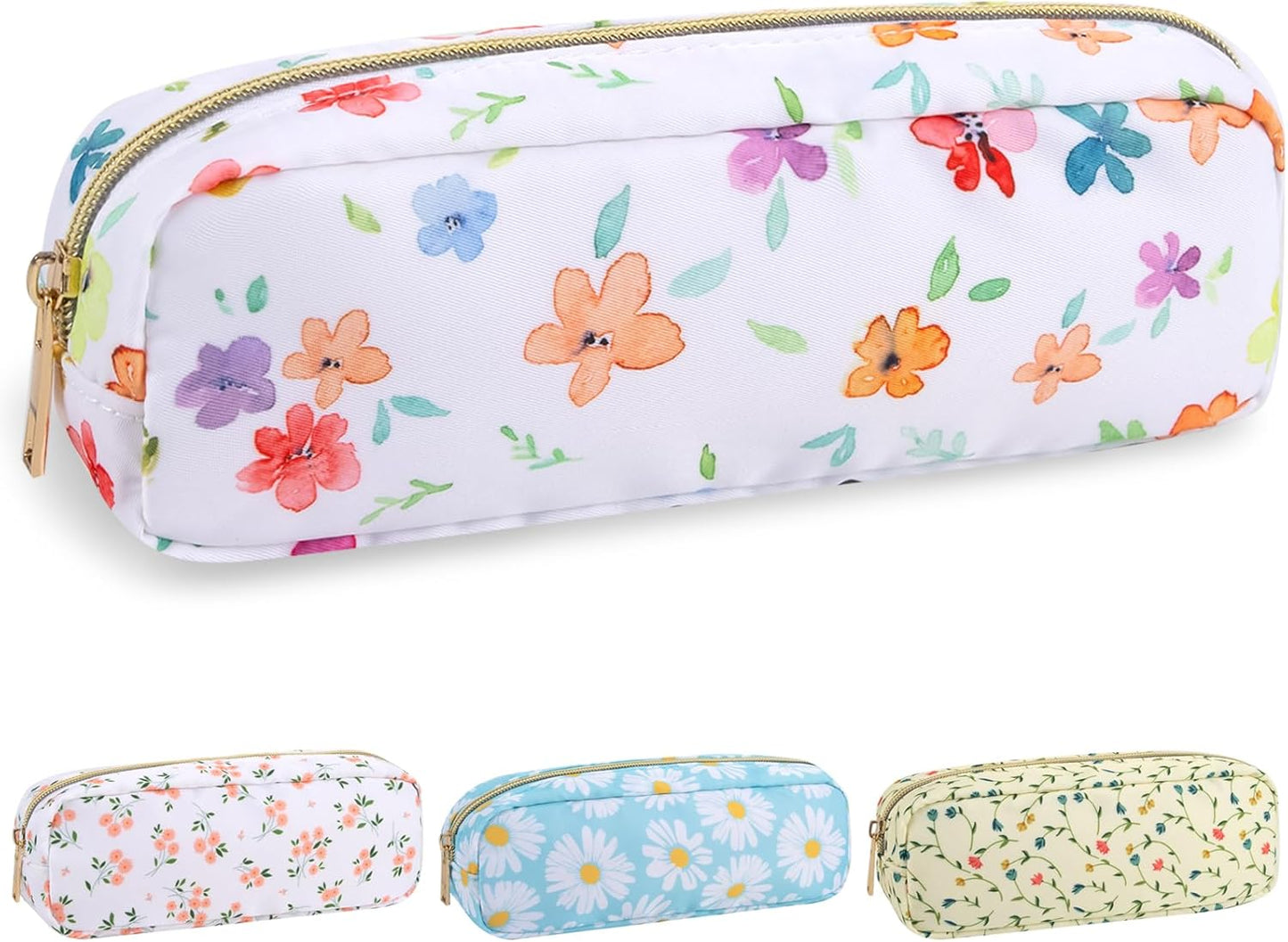 Floral Makeup Bag - Cute Pink Nylon Zipper Pouch for Travel | Waterproof Cosmetic Organizer for Women