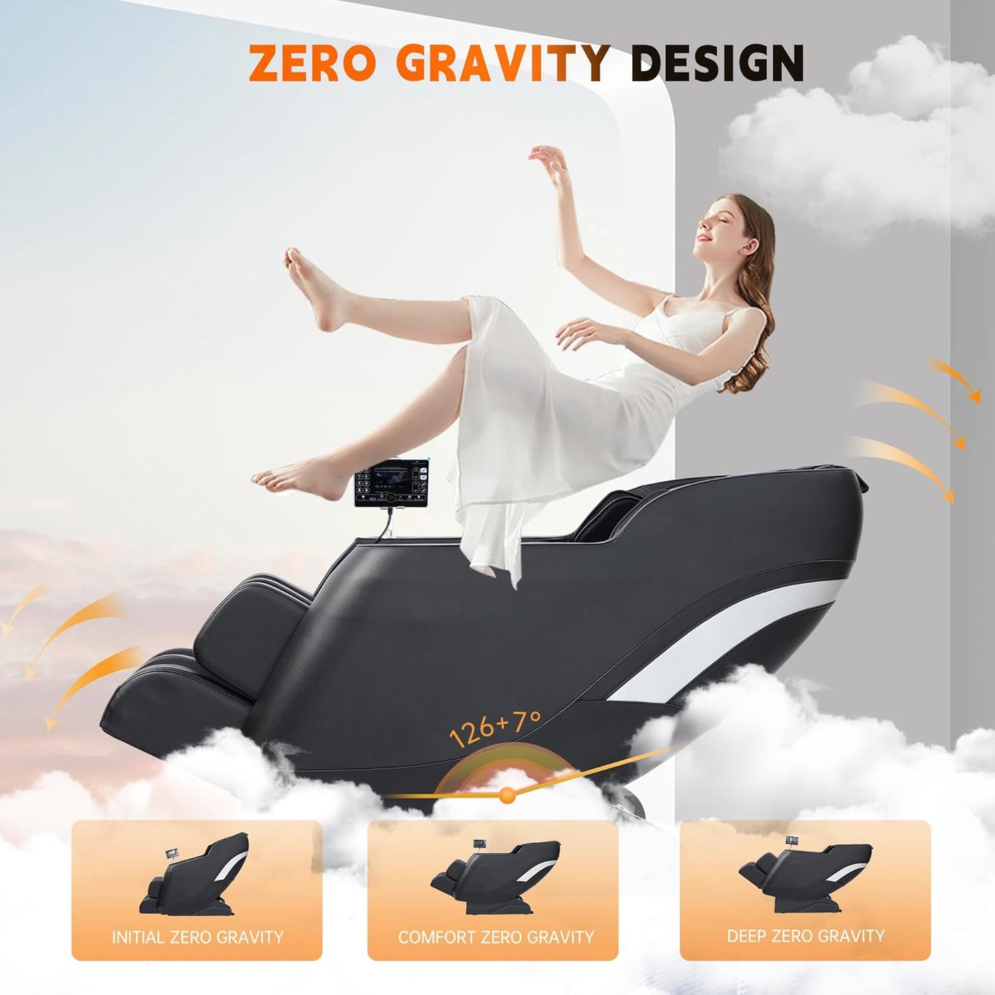 Full Body Massage Chair - Zero Gravity, 8-Point Nodes, Heating & Bluetooth | Adjustable Calf & Foot Rollers