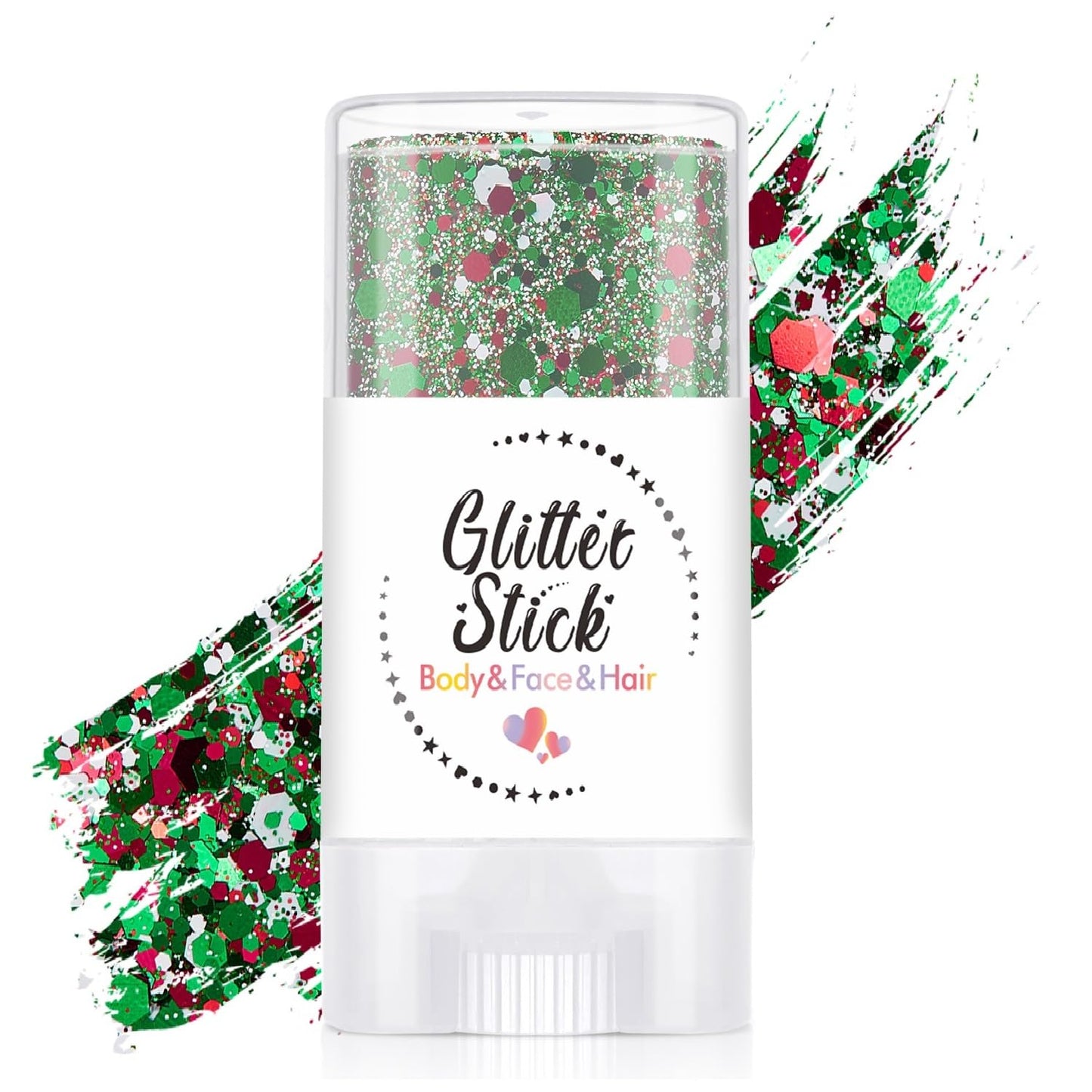 Mexico Face Glitter Stick, Sparkling Neon Outfit Accessories Party Holographic Sequins Mardi Gras Body & Hair Glitter Gel Makeup. (Red & Green & White)