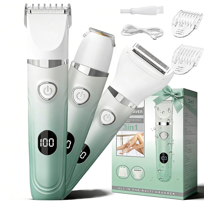 RUIM Women's 3-in-1 Bikini Trimmer, Electric Shaver for Pubic Hair & Body, Painless Lady Shaver for Legs Underarms Face, IPX6 Waterproof Wet/Dry, USB-C Cordless Razor, Gift for Mom