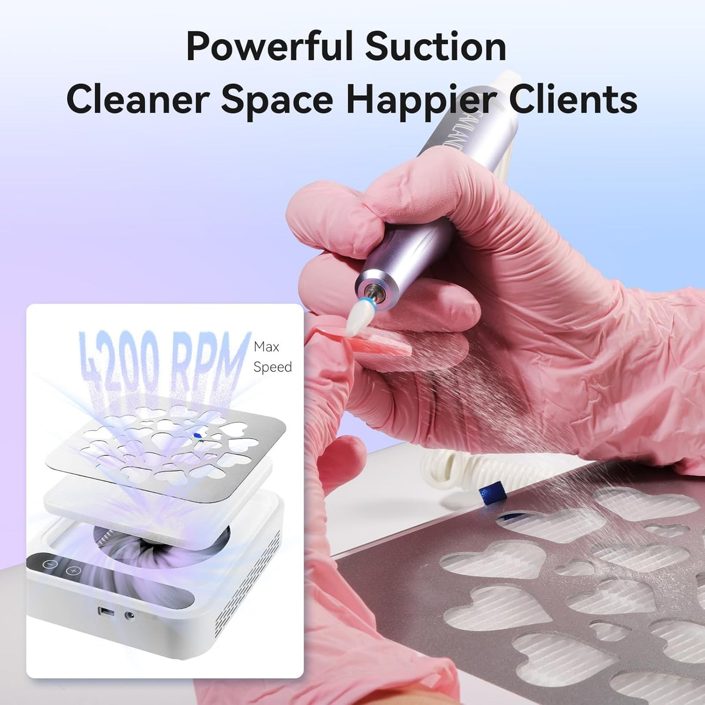 SAVILAND Nail Dust Collector - Powerful 400Pa Suction with Touch Screen & 35 Speeds | Reusable Filter for Salon Use
