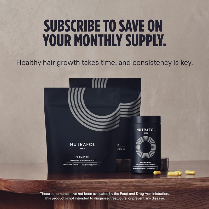 Nutrafol Men 50+ Hair Growth Supplements - Clinically Tested for Thicker Hair | 1 Month Supply