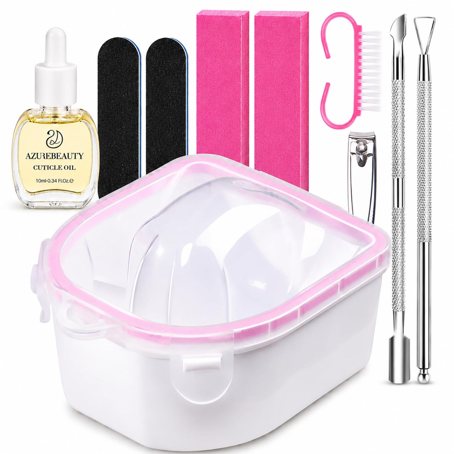 Nail Soaking Bowl for Gel Polish Removal - Complete Manicure Set with Cuticle Oil & Tools | 15ml