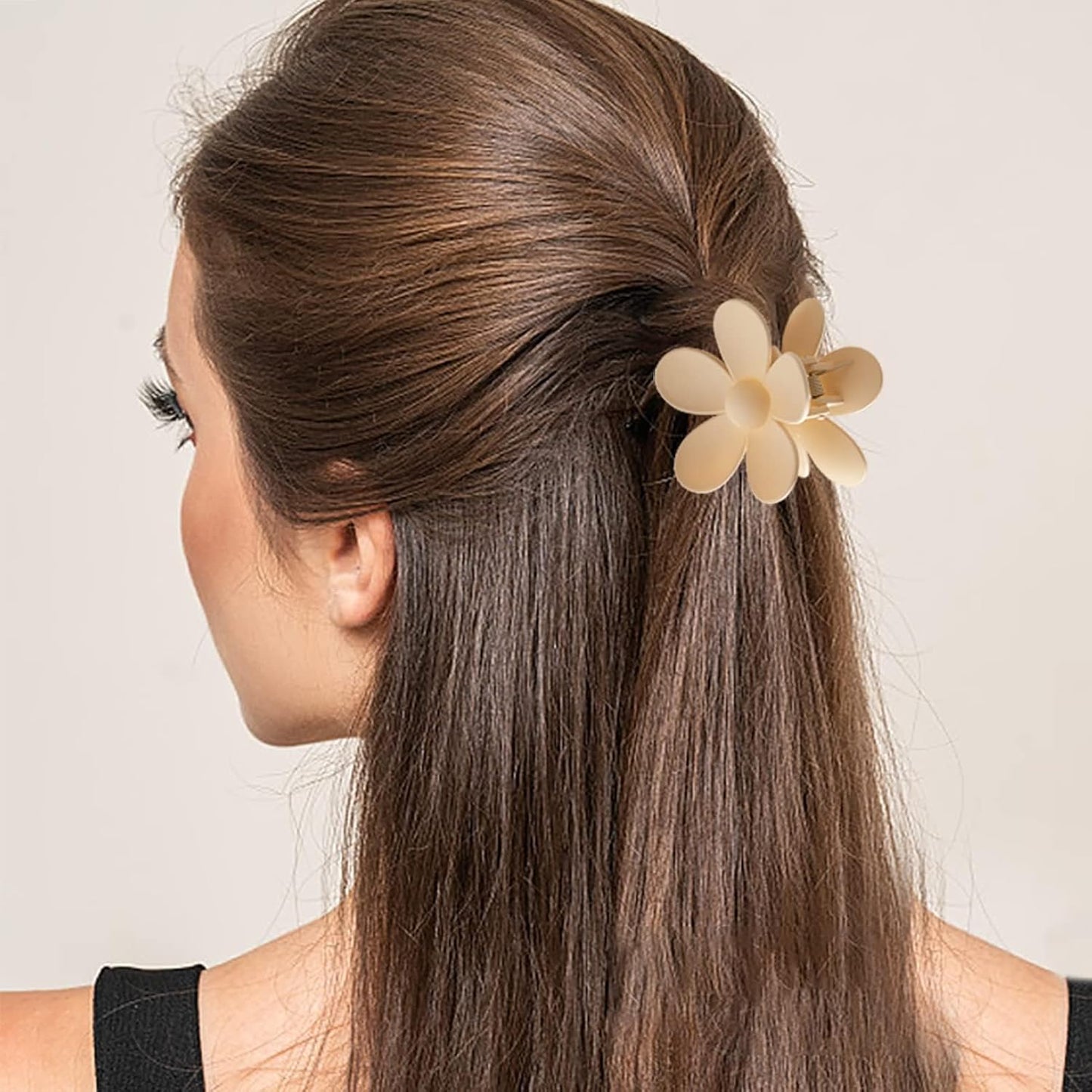 Flower Hair Clips - 8PCS Non-Slip Claw Clips for Thick Hair | Multi-Style Neutral Colors Set